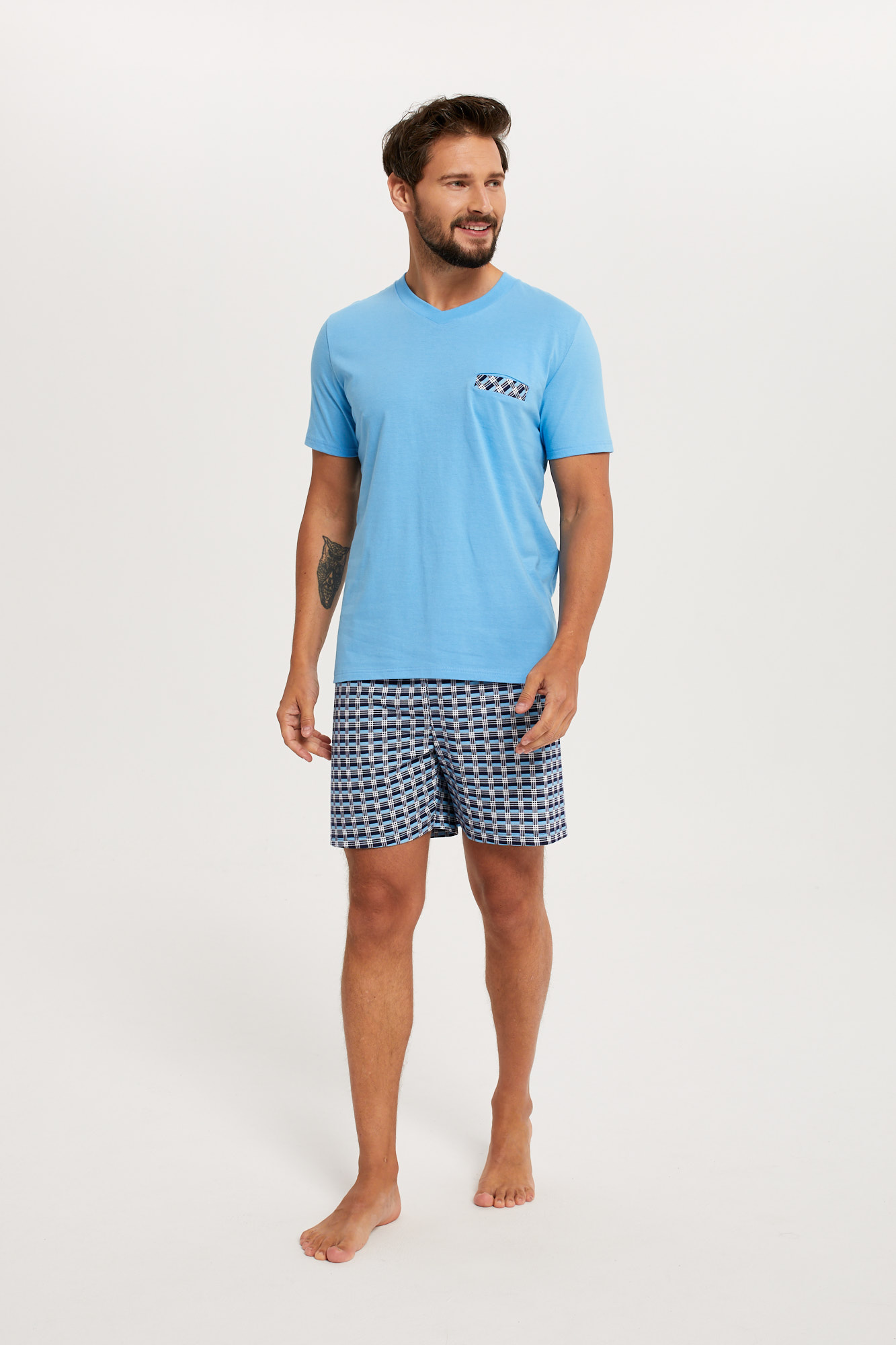 Men's Pyjamas Jaromir, Short Sleeves, Shorts - Blue/print