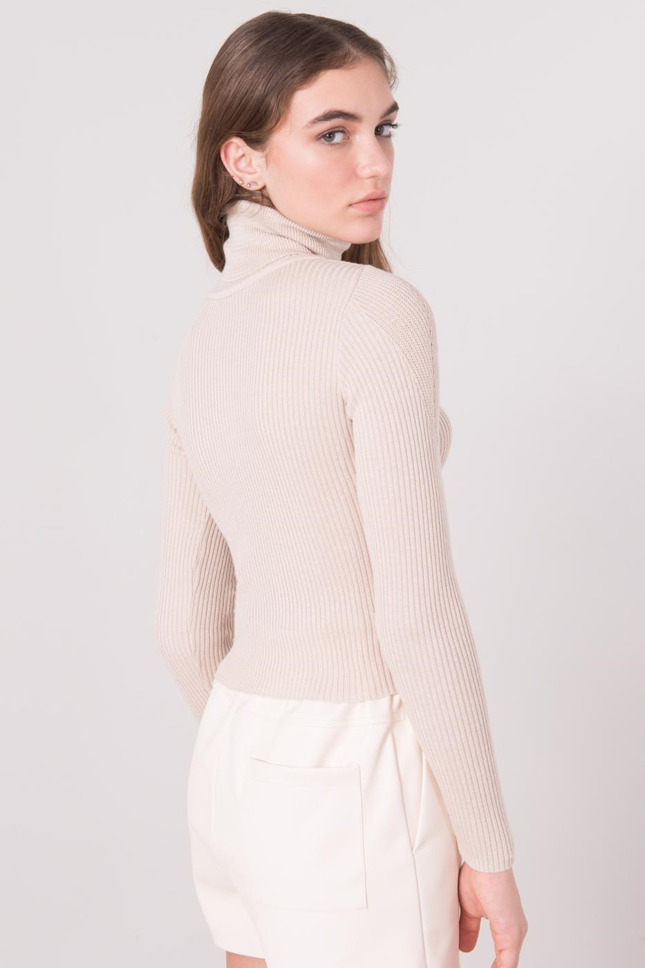 BSL Light Beige Ribbed Turtleneck