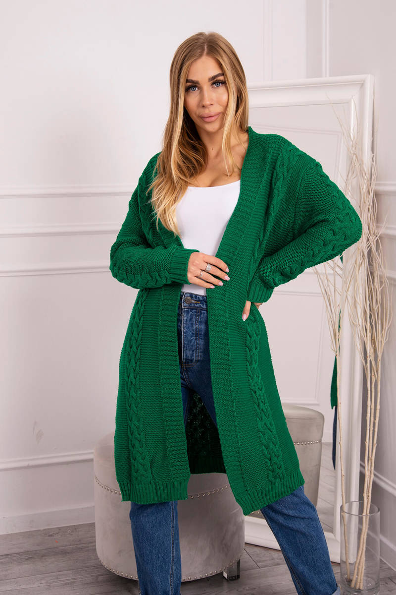Sweater Cardigan weave braid bright green