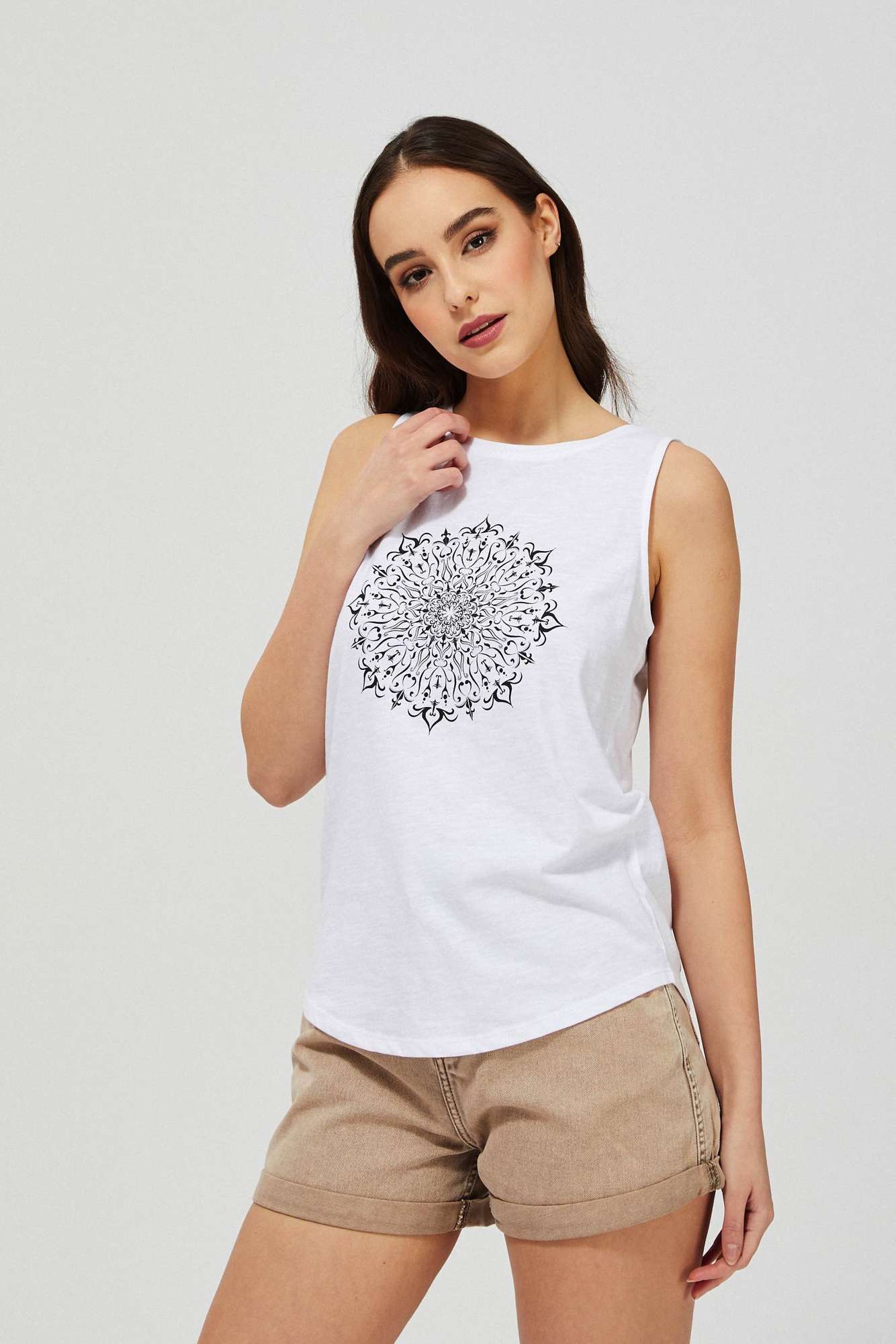 Cotton Top With A Print - White