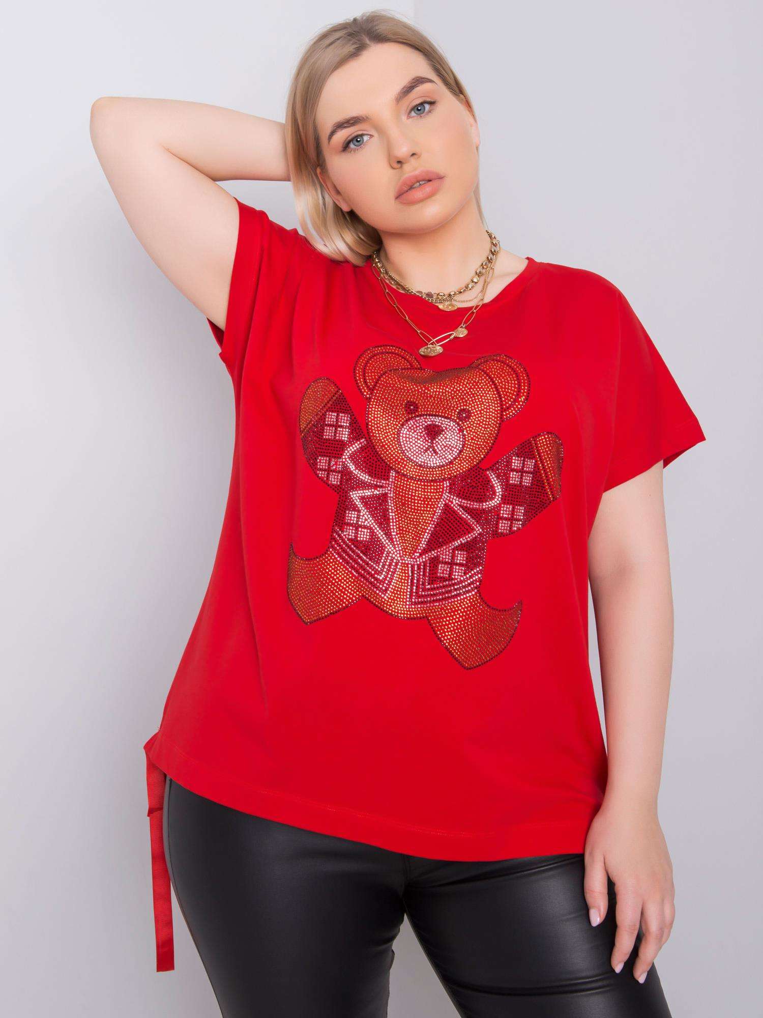 Red oversize blouse with crystals