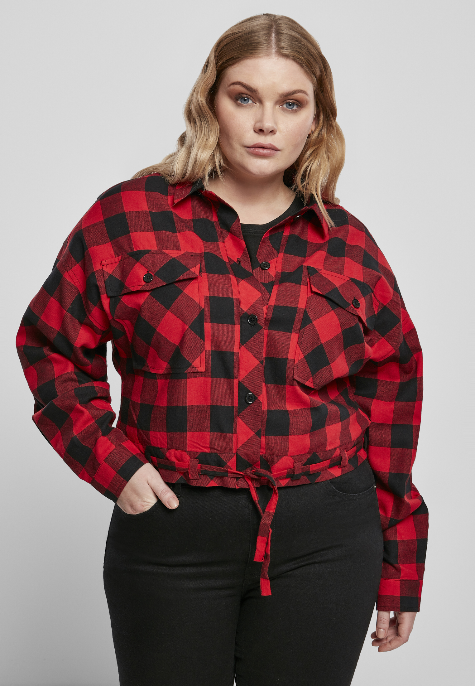 Women's Short Oversized Shirt Black/red