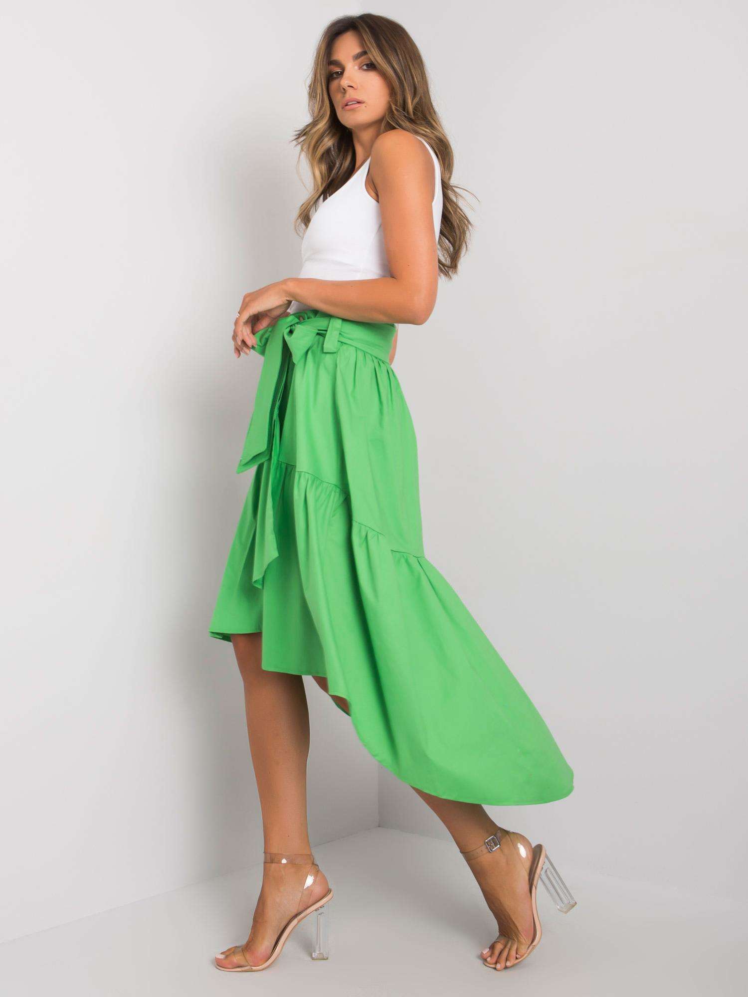 RUE PARIS Green Skirt With Tie