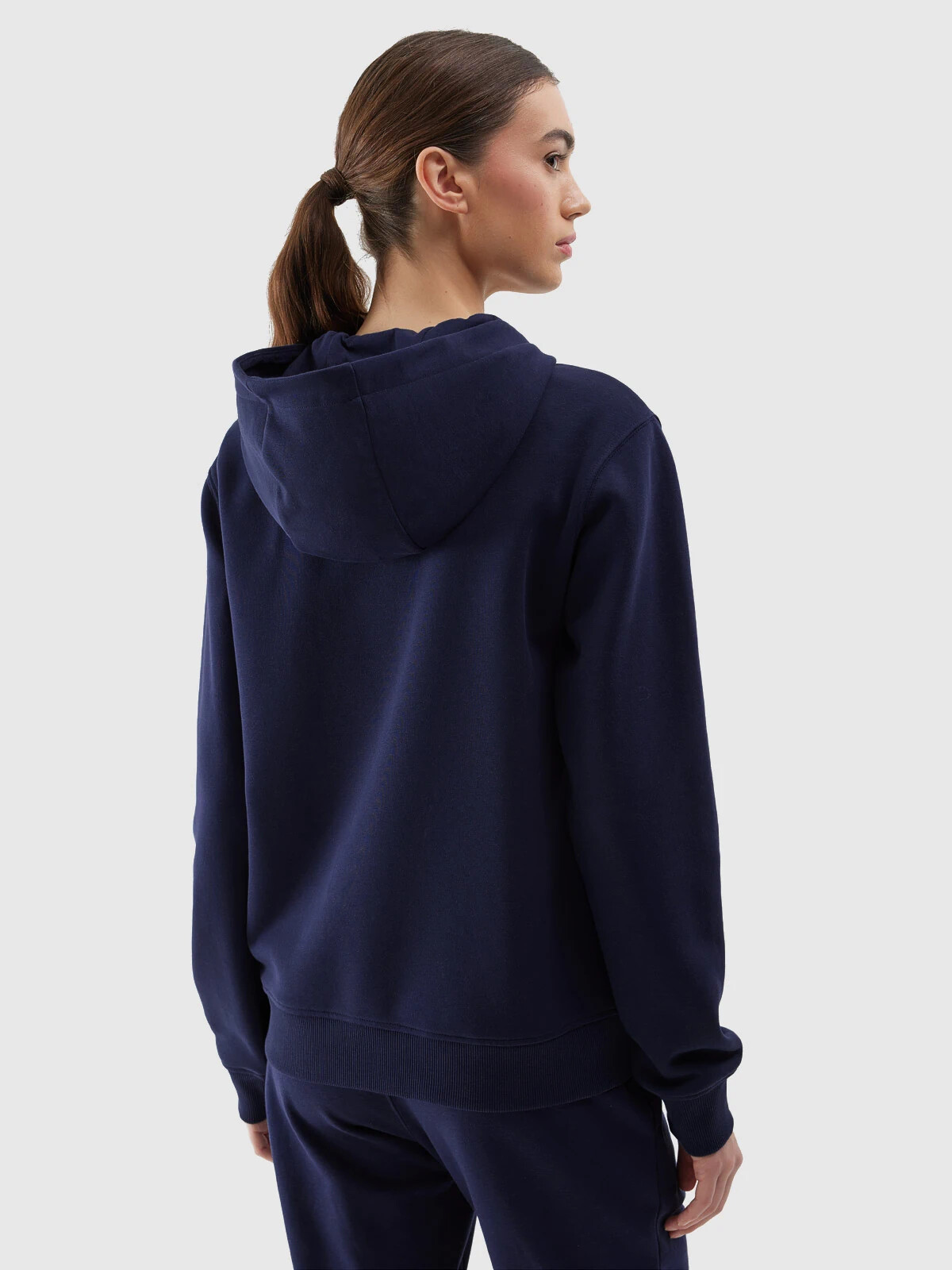 Women's Sweatshirt Zipped Up Hoodie 4F - Navy Blue