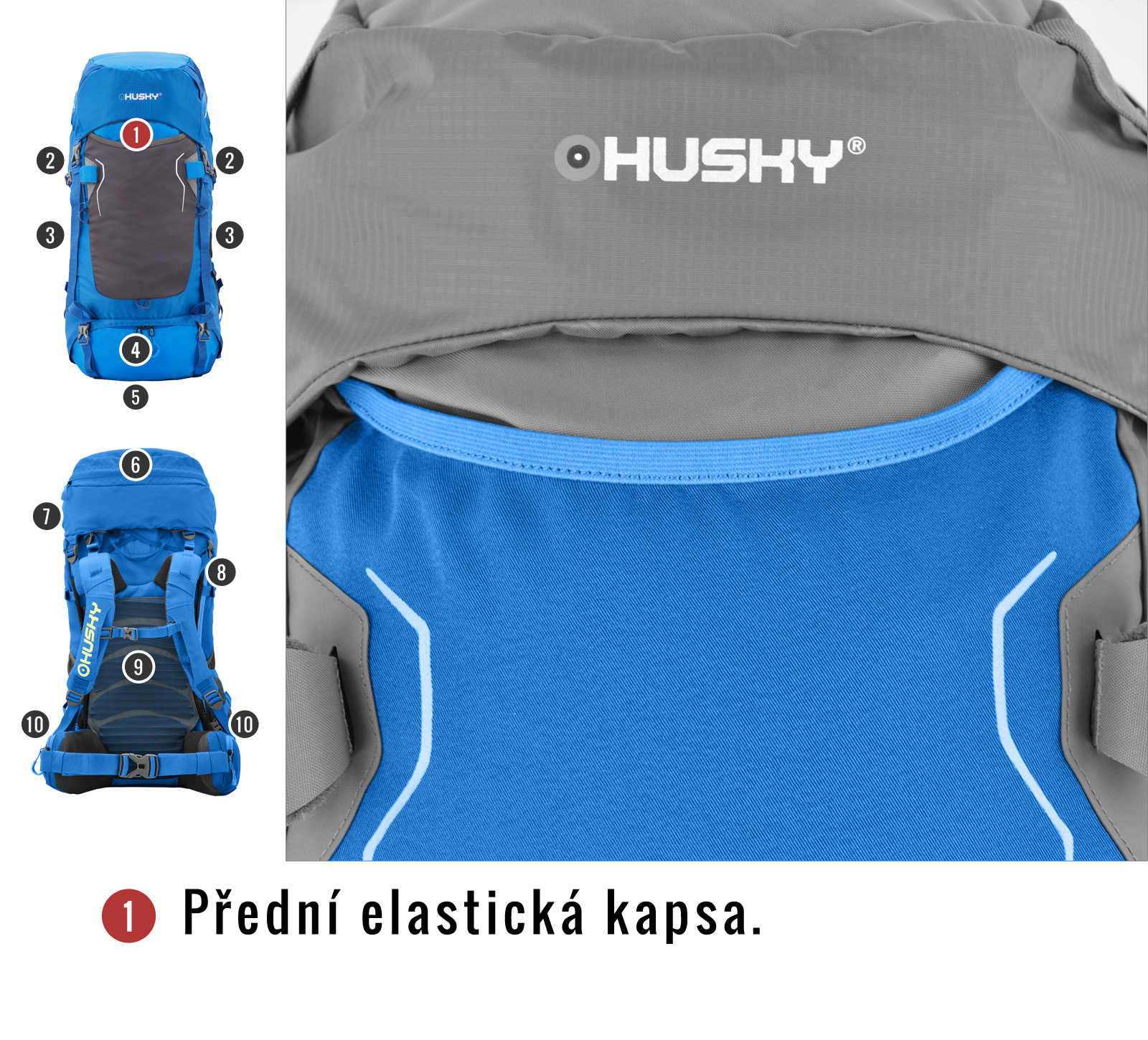 Ultralight Backpack HUSKY Rony 50l Blue