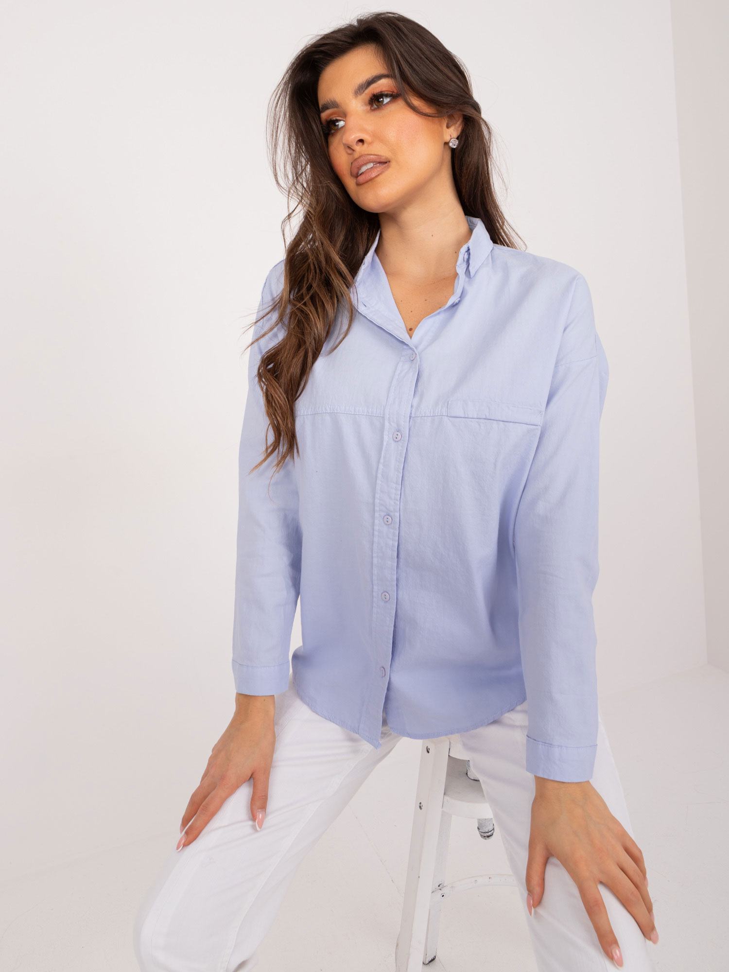 Light blue button-down oversize shirt