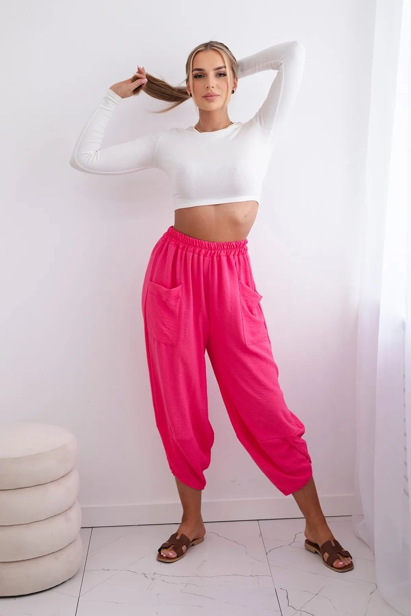 Wide-leg trousers with pockets - pink