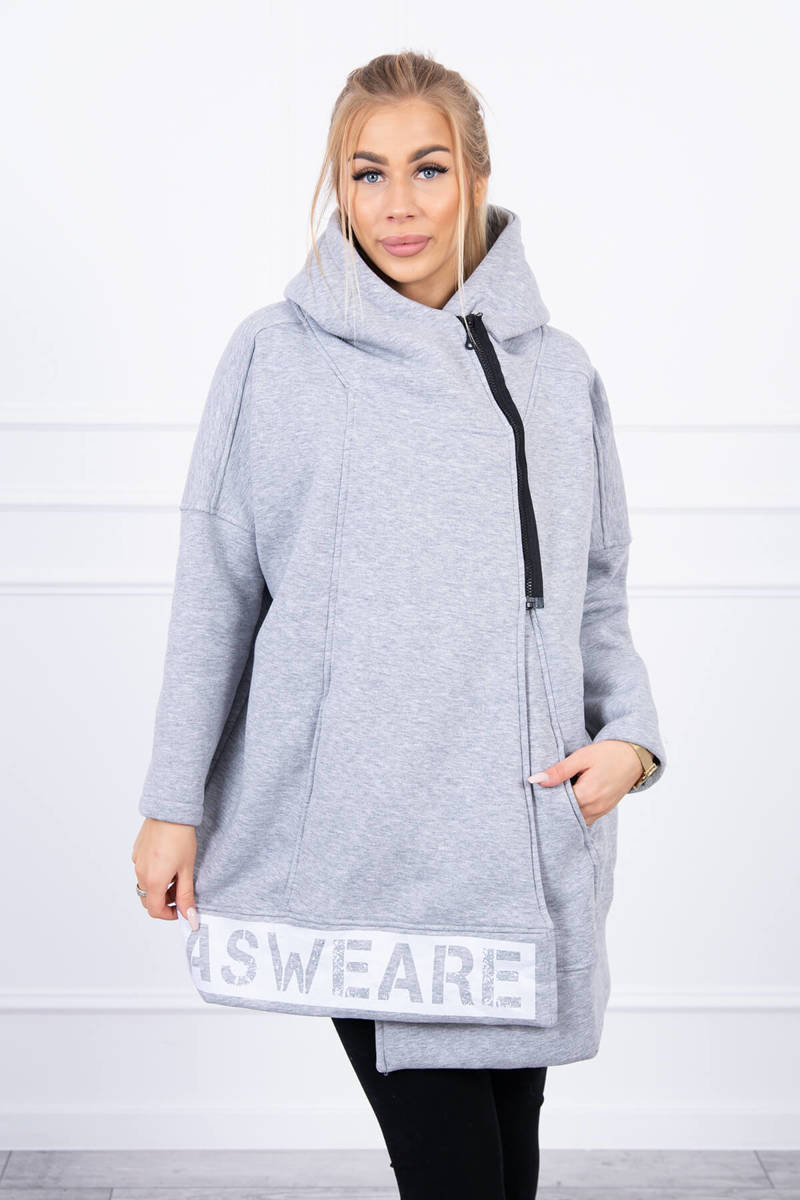 Insulated sweatshirt with gray zipper