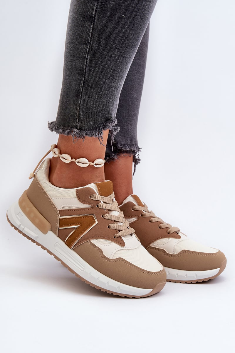 Women's sneakers made of eco leather, brown Vinelli