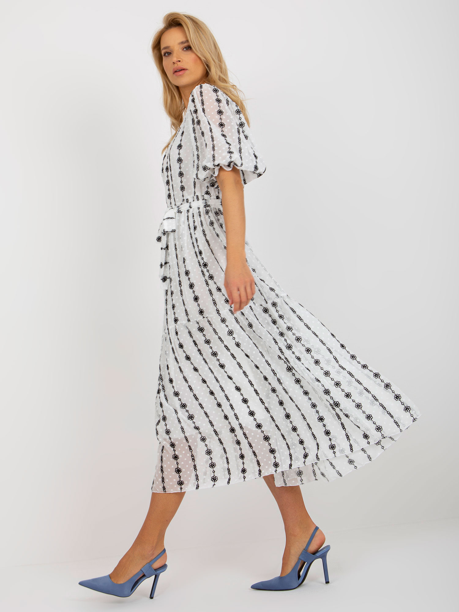 Natassia Midi Dress - Black/White