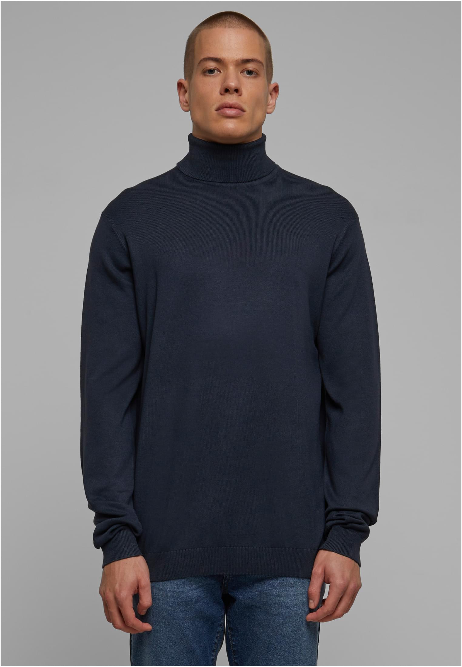 Knitted Turtleneck In A Navy Design