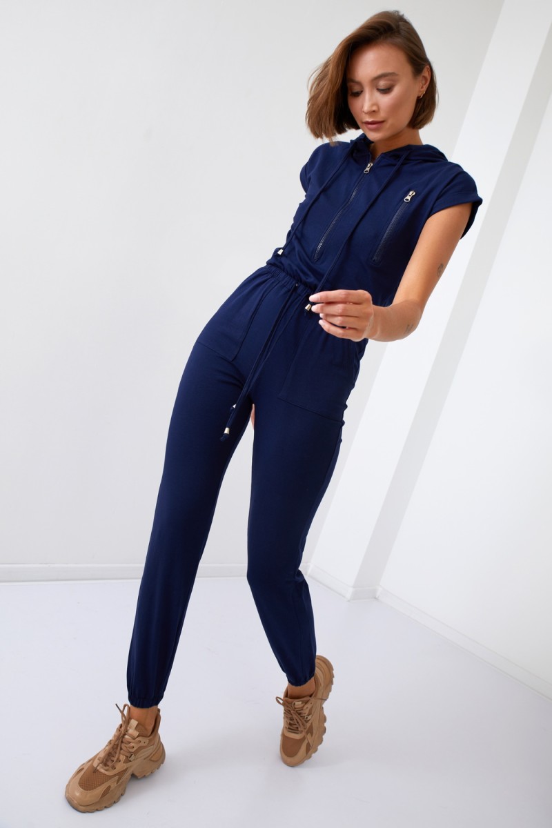Women&#039;s Jumpsuit with Hood, Dark Blue