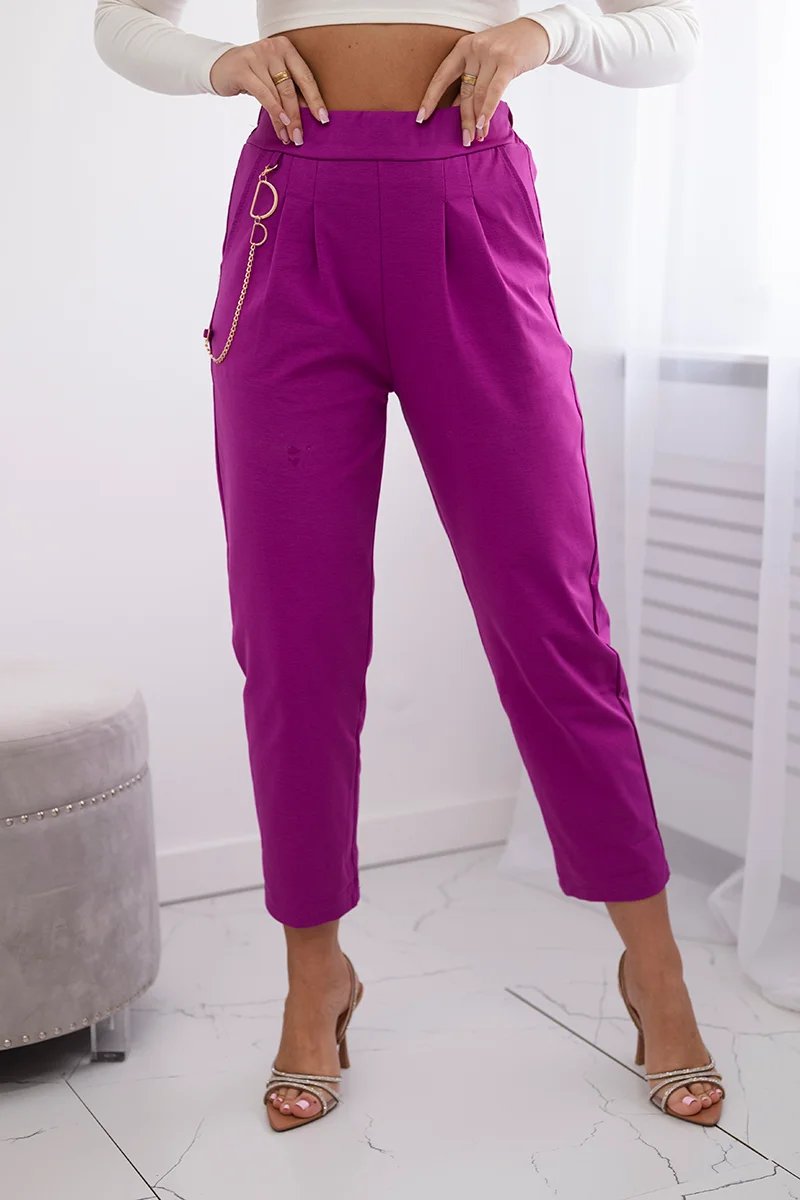 New Punto Pants with Chain in Dark Purple