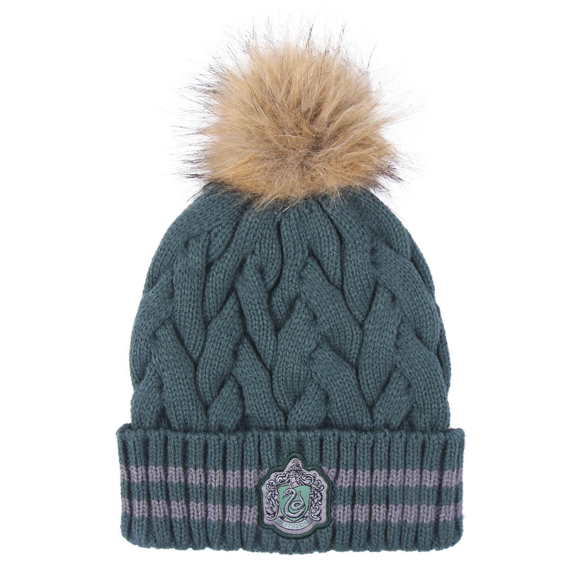 HAT TRICOT POM POM HARRY POTTER SLYTHERIN