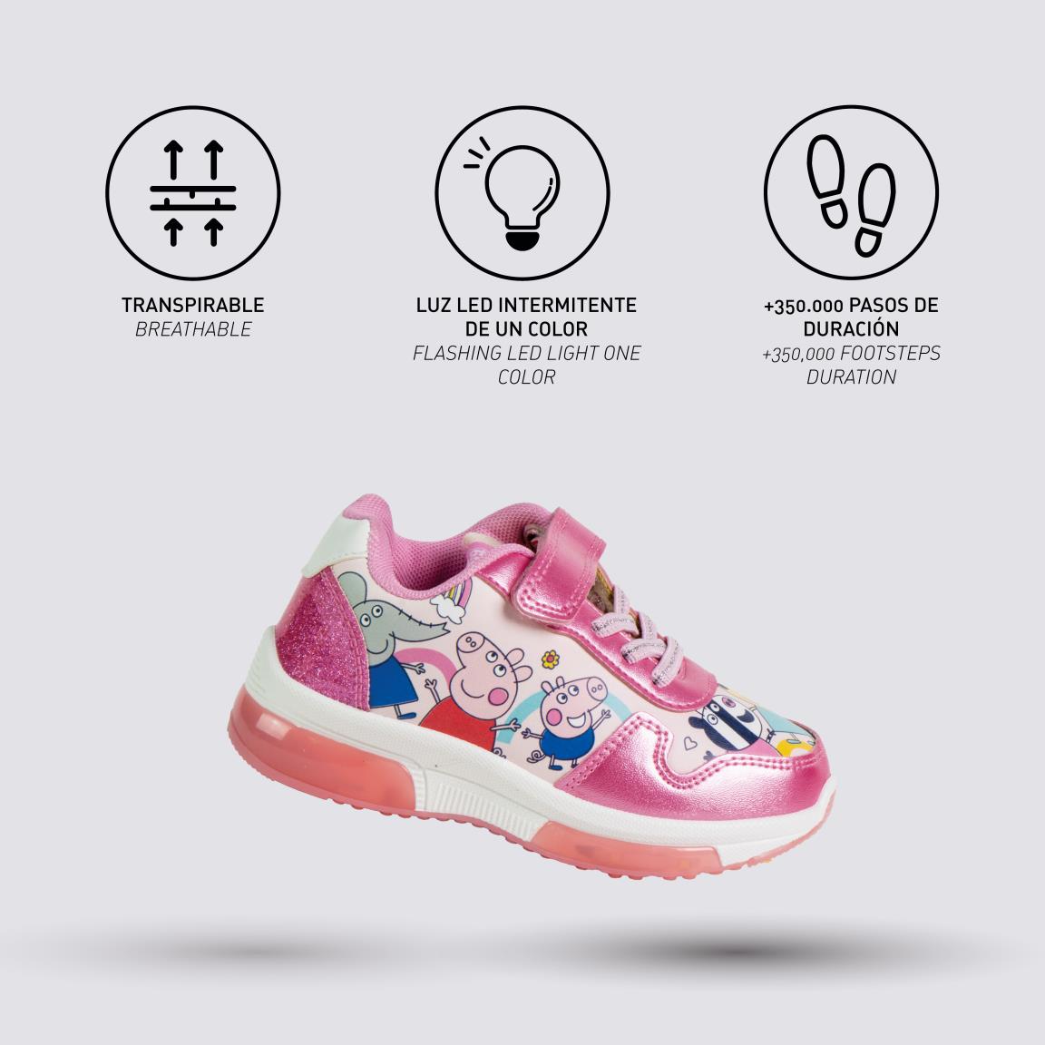 SPORTY SHOES PVC SOLE WITH LIGHTS PEPPA PIG