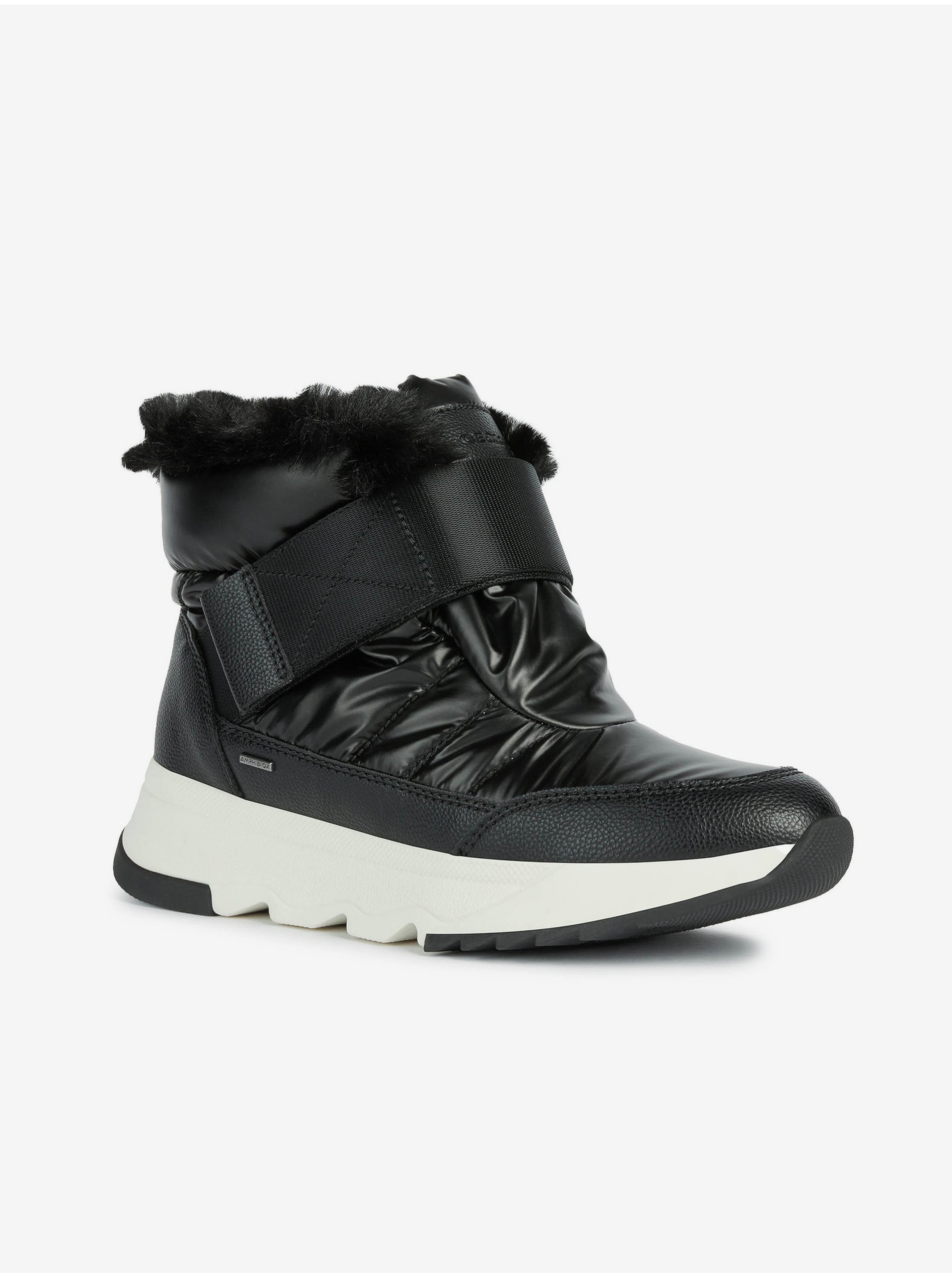 Black women&#039;s snow boots with faux fur Geox Falena - Women&#039;s