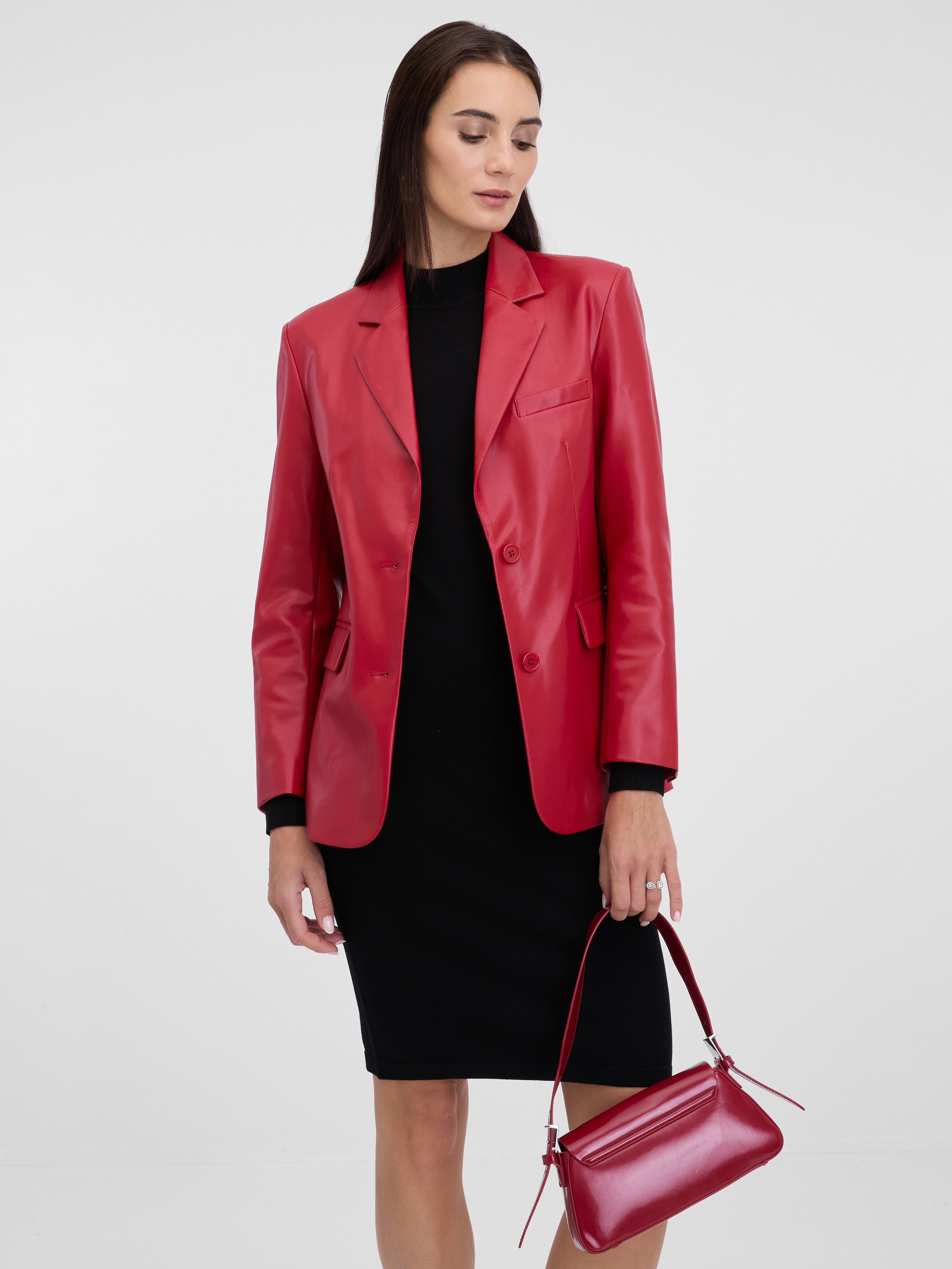 Червено дамско кожено яке ORSAY
