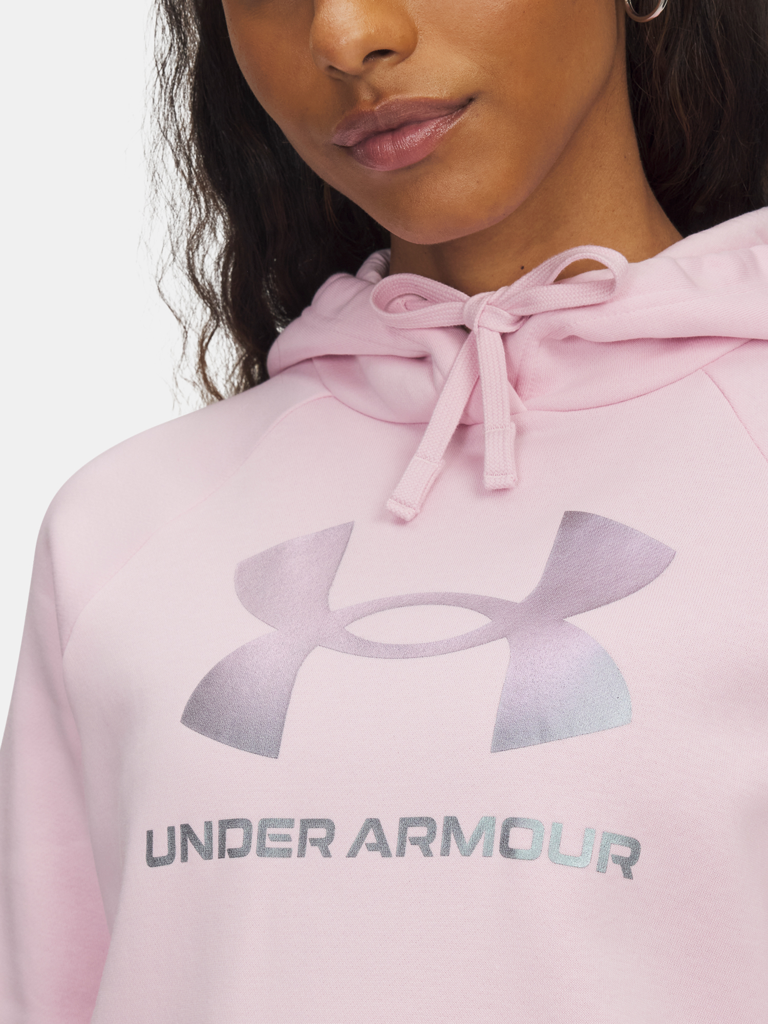 Women's sweatshirt Under Armour UA Rival Flc Shimmer Hdy-PNK - Women's