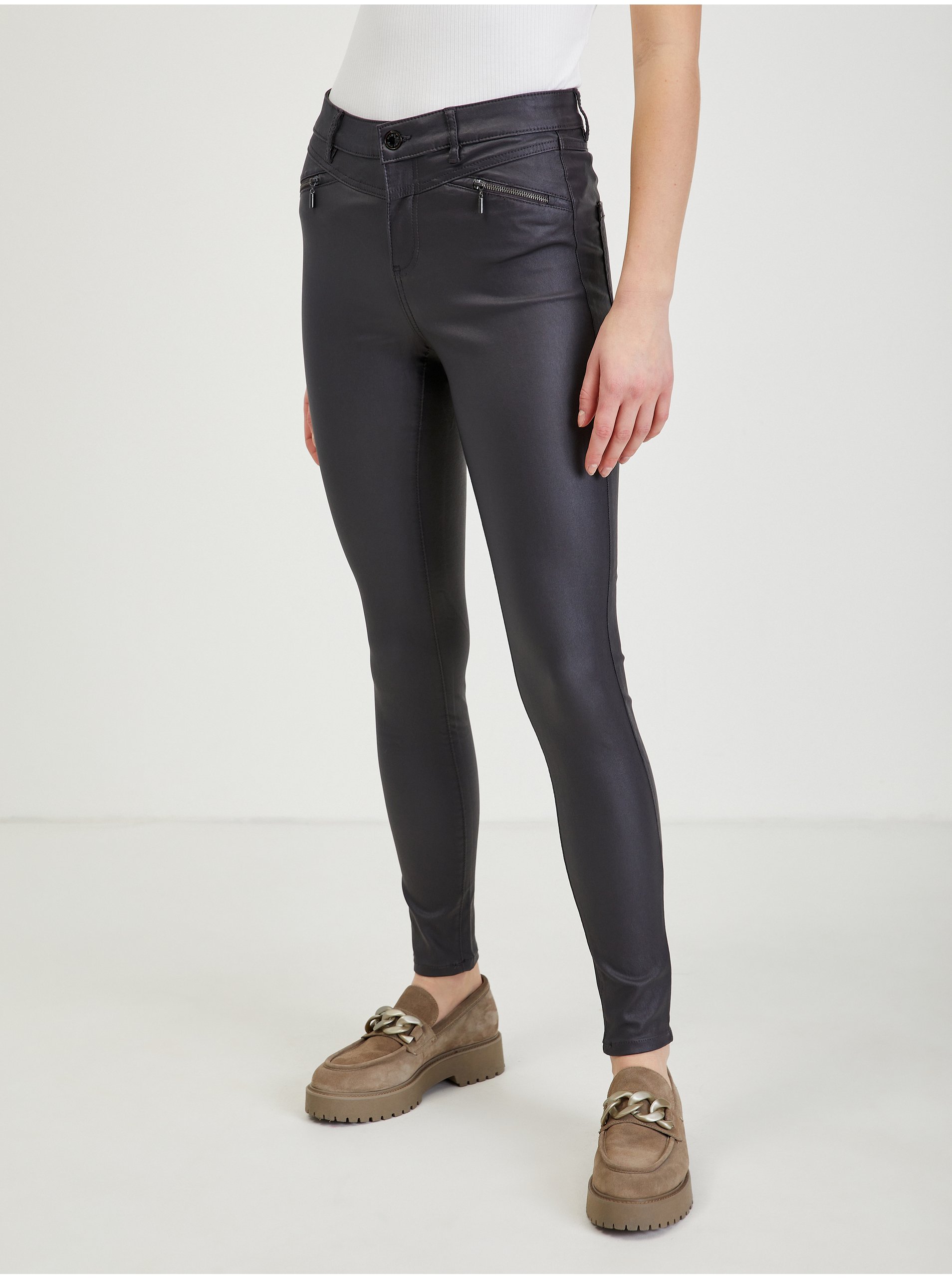 Dark gray women's leatherette pants ORSAY - Ladies