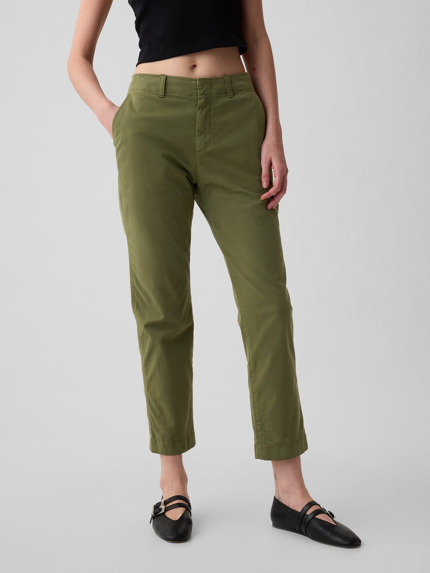 Pantaloni chino pentru femei GAP - verde