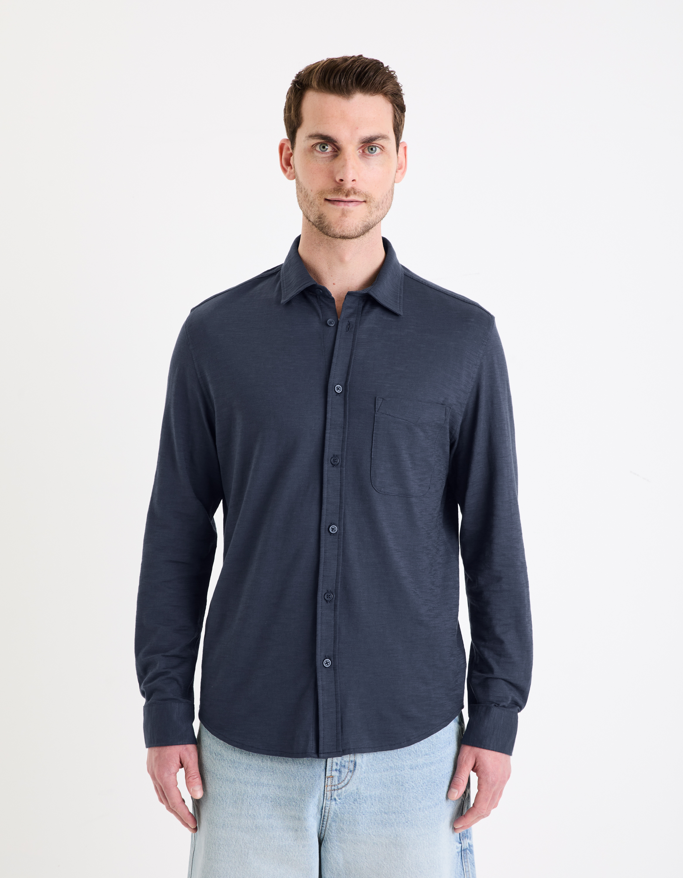 Camasi casual pentru barbati Celio - albastru inchis