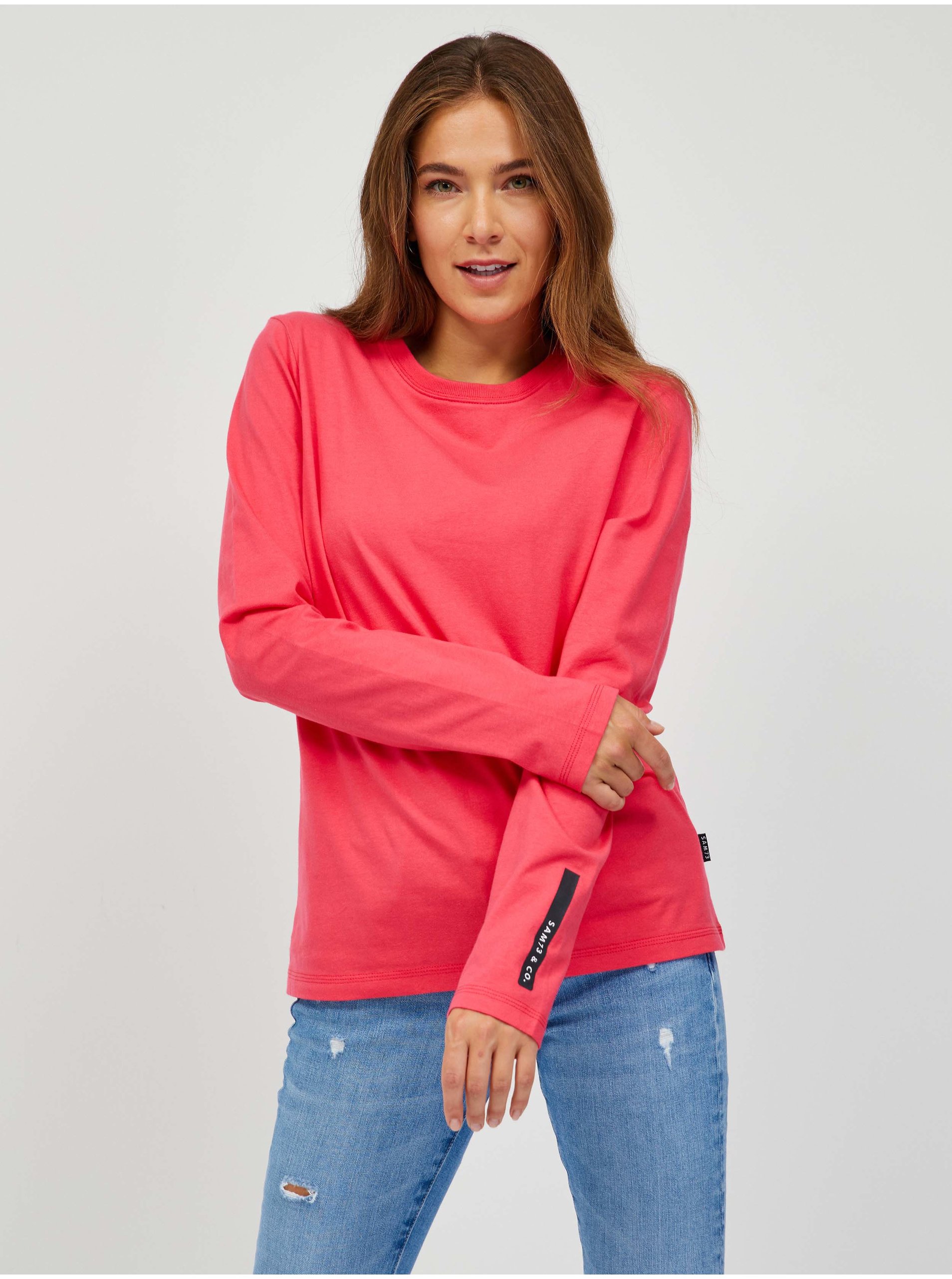 Levně SAM73 Tmavě růžové dámské tričko s dlouhým rukávem SAM 73 Sariol - Dámské