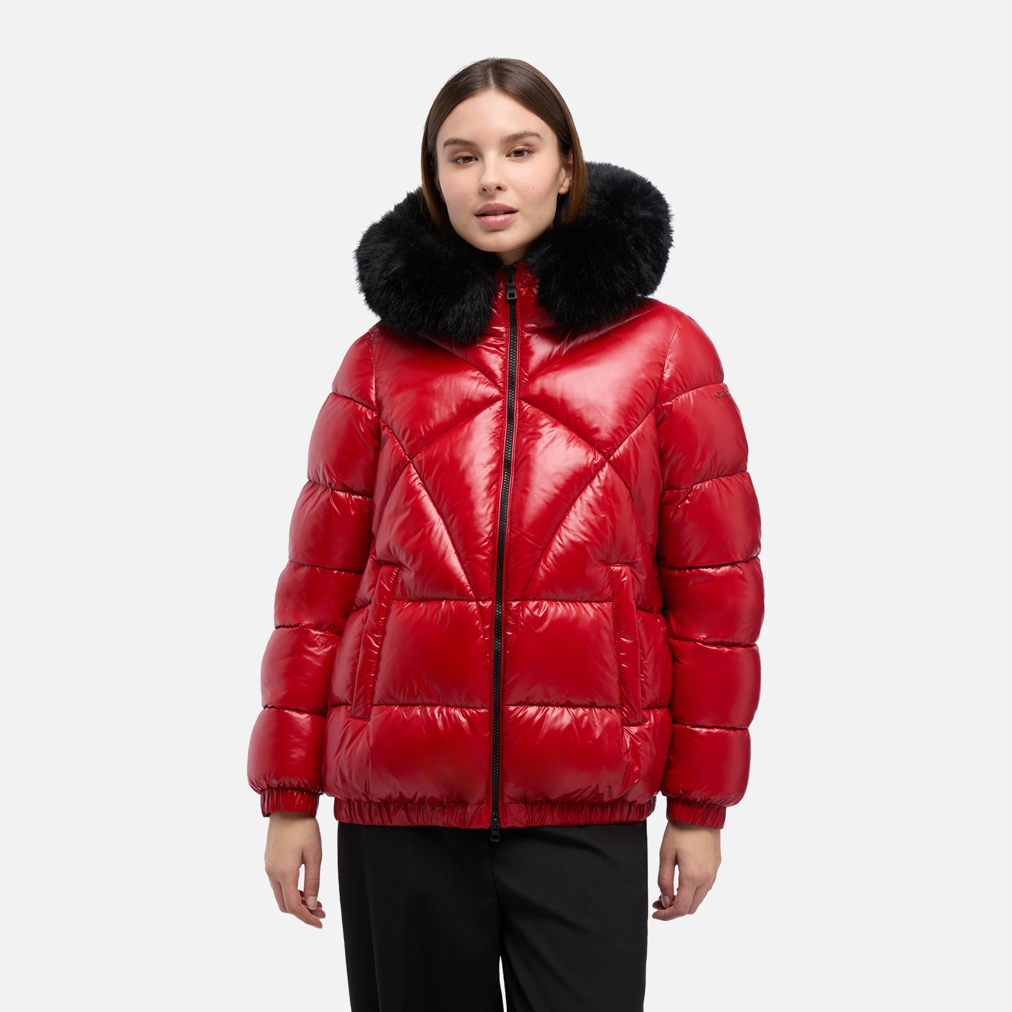 Červená dámska páperová bunda Geox Backsie