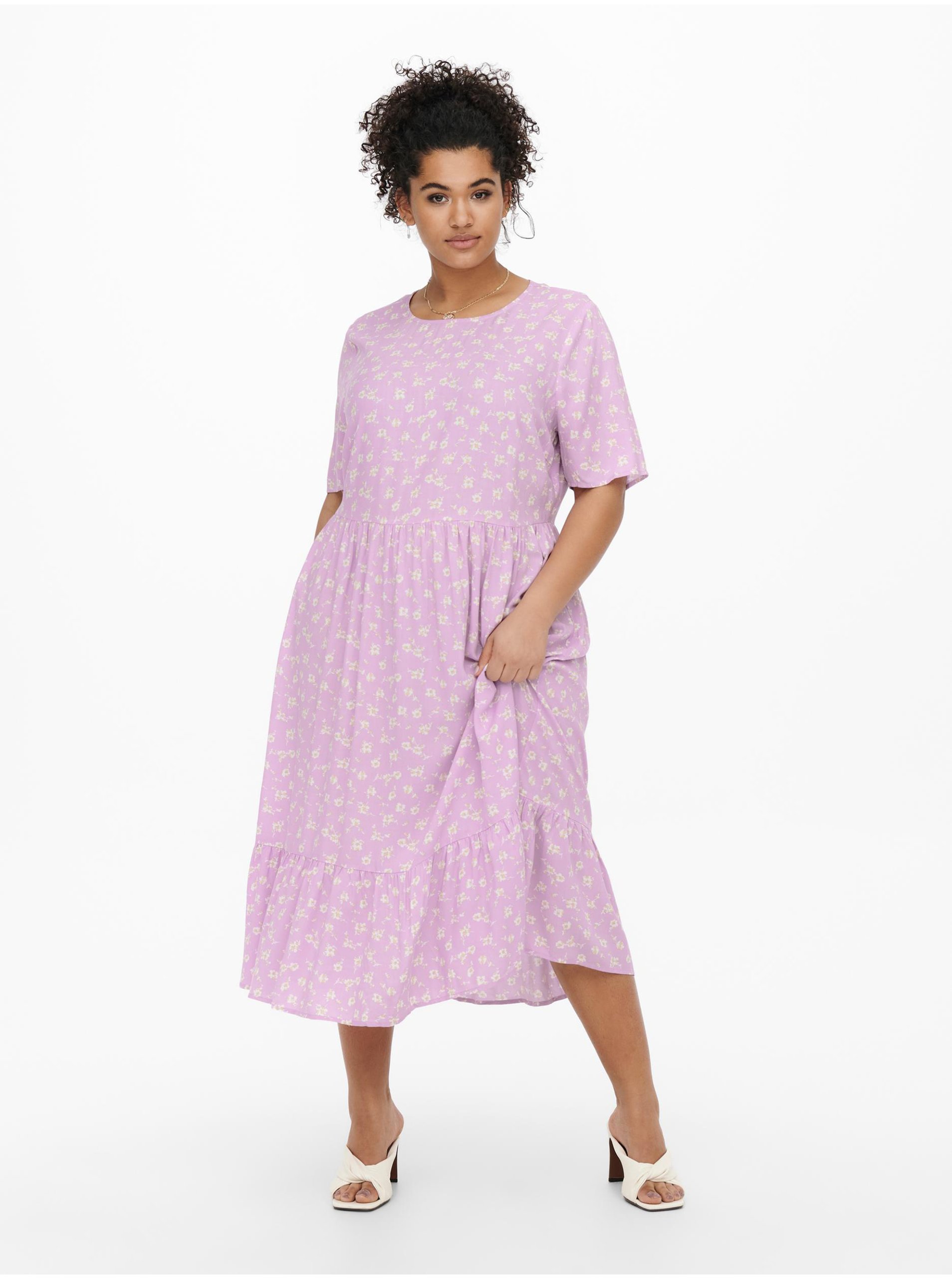 Pink Floral Dress ONLY CARMAKOMA Megan - Women