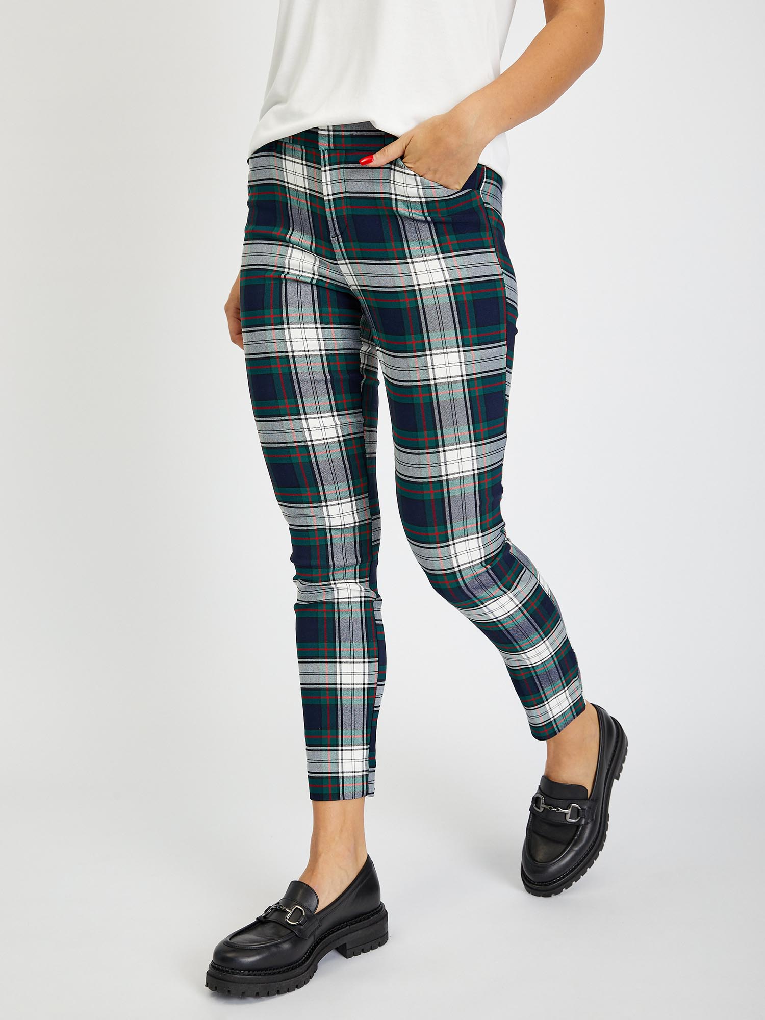 GAP Checkered Skinny Bi-Stretch Trousers - Women