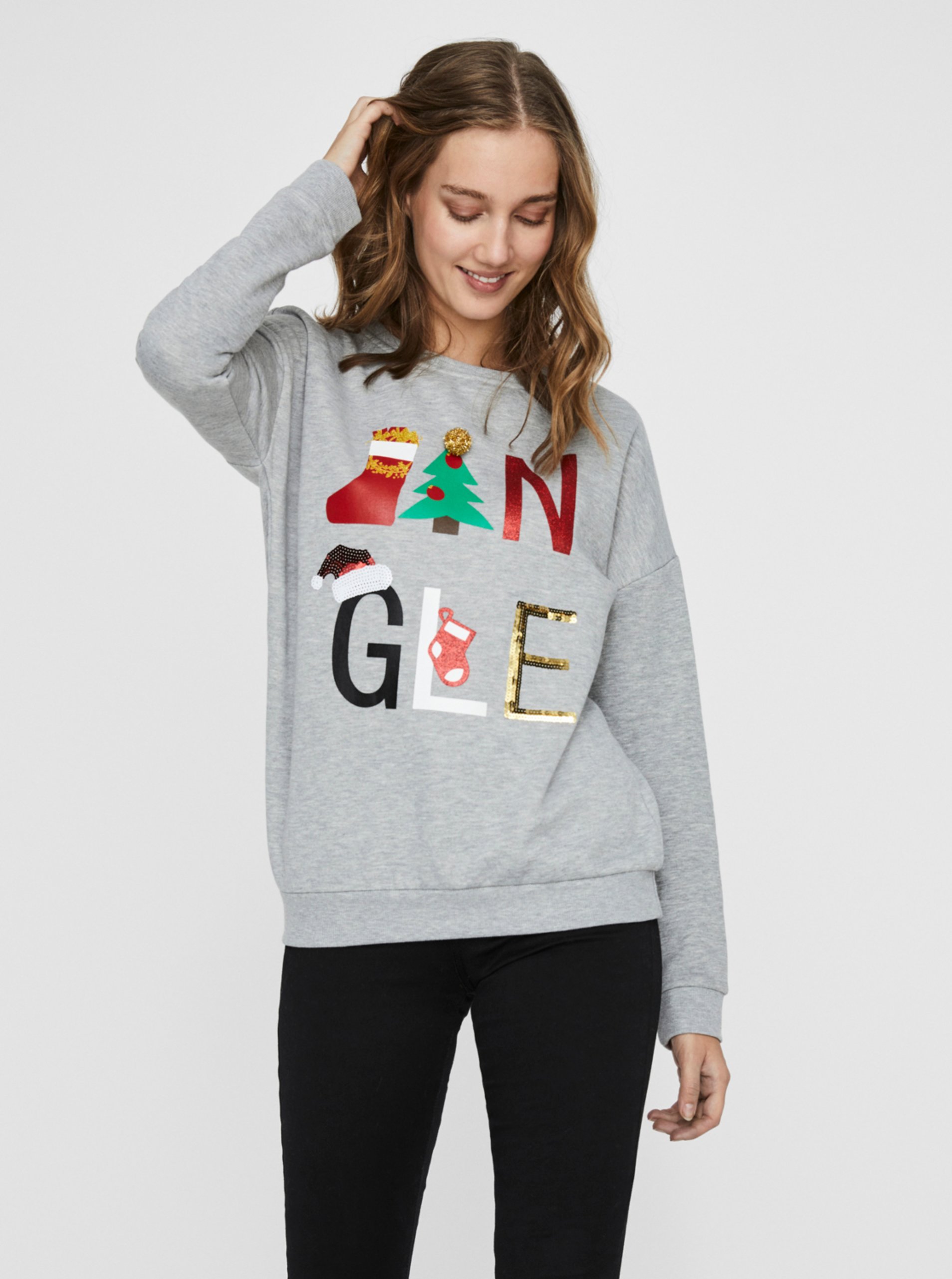 Grey sweatshirt with Christmas motif VERO MODA