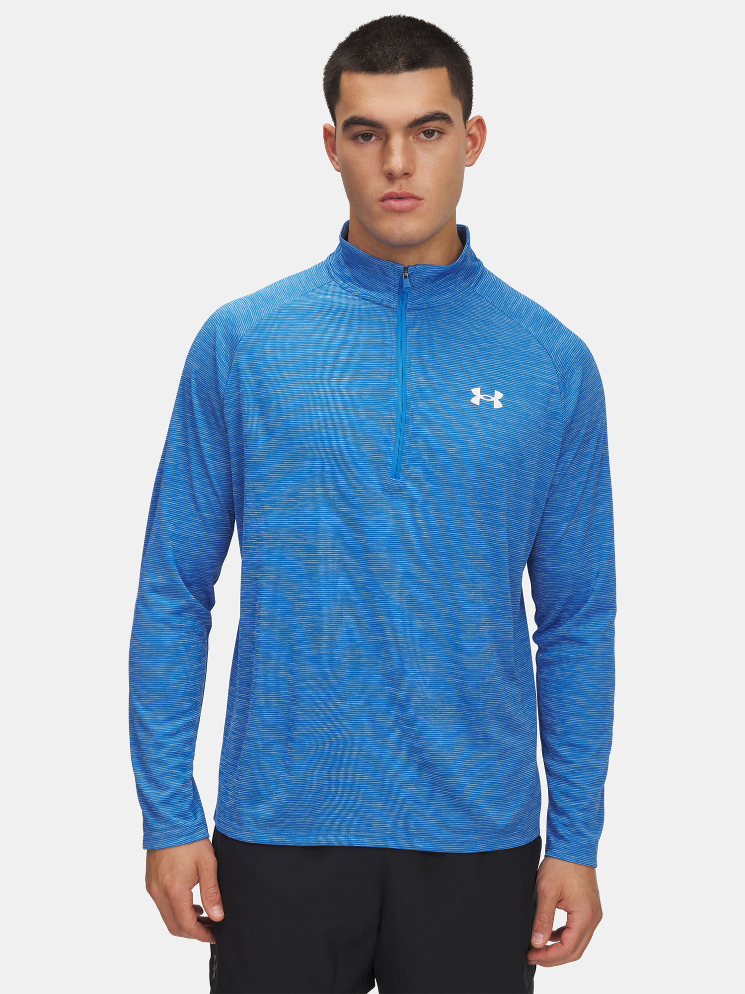 Mens Under Armour UA Tech Textured 1/2 Zip-BLU T-Shirt - Mens