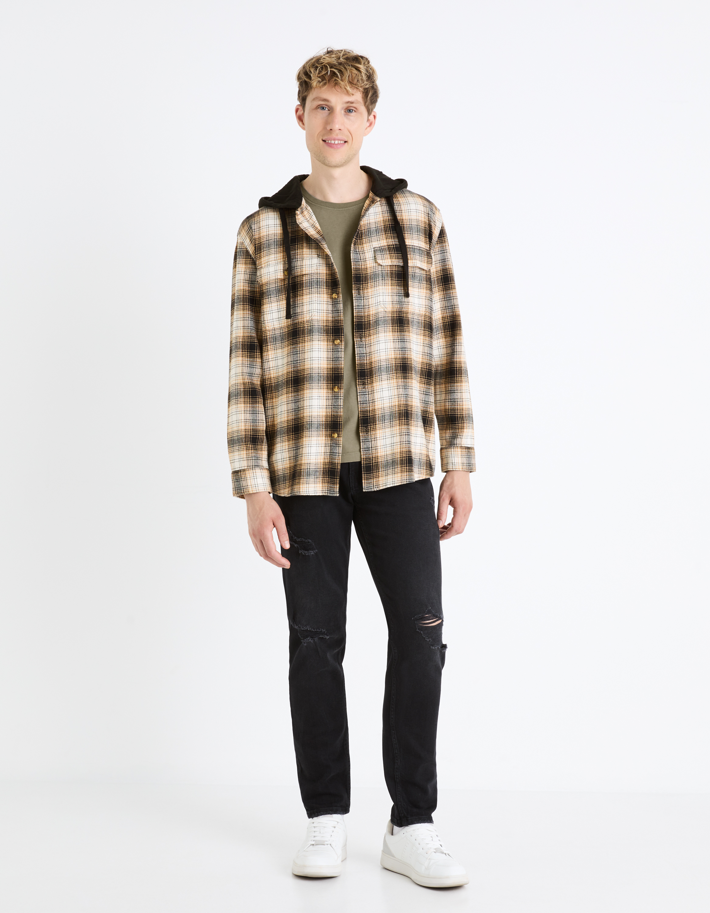 Pulovere cu gluga pentru barbati Celio - maro, negru, bej