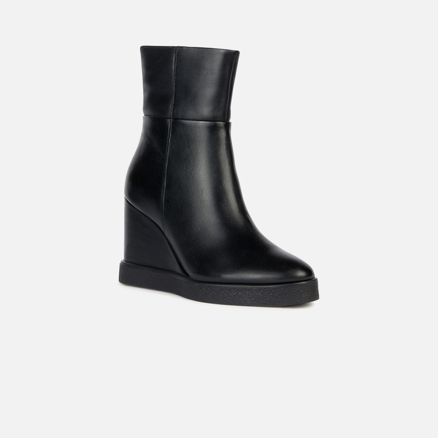 Black women's ankle boots Geox Elidea Wedge - Women's