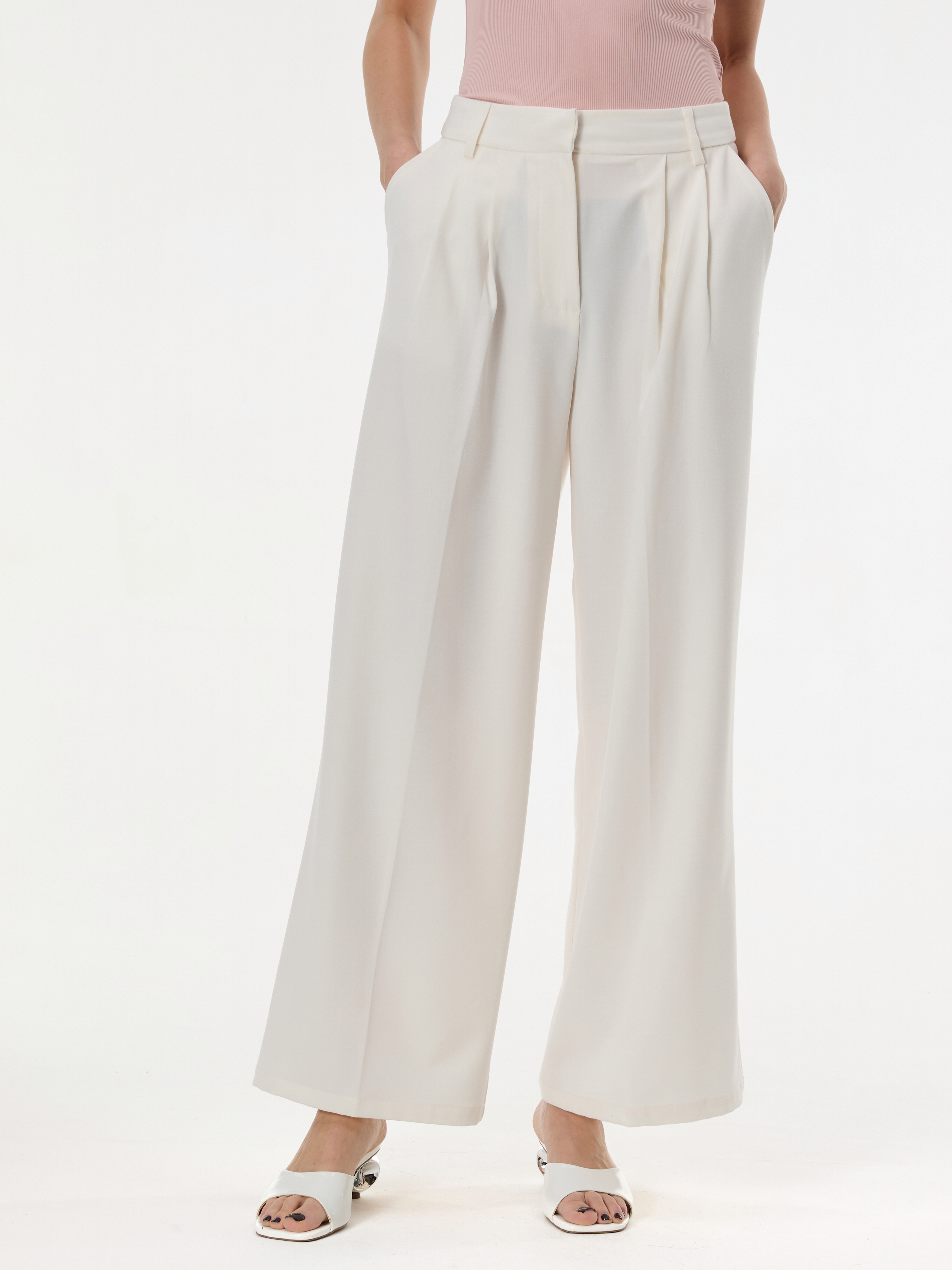 Кремави дамски широки панталони ORSAY