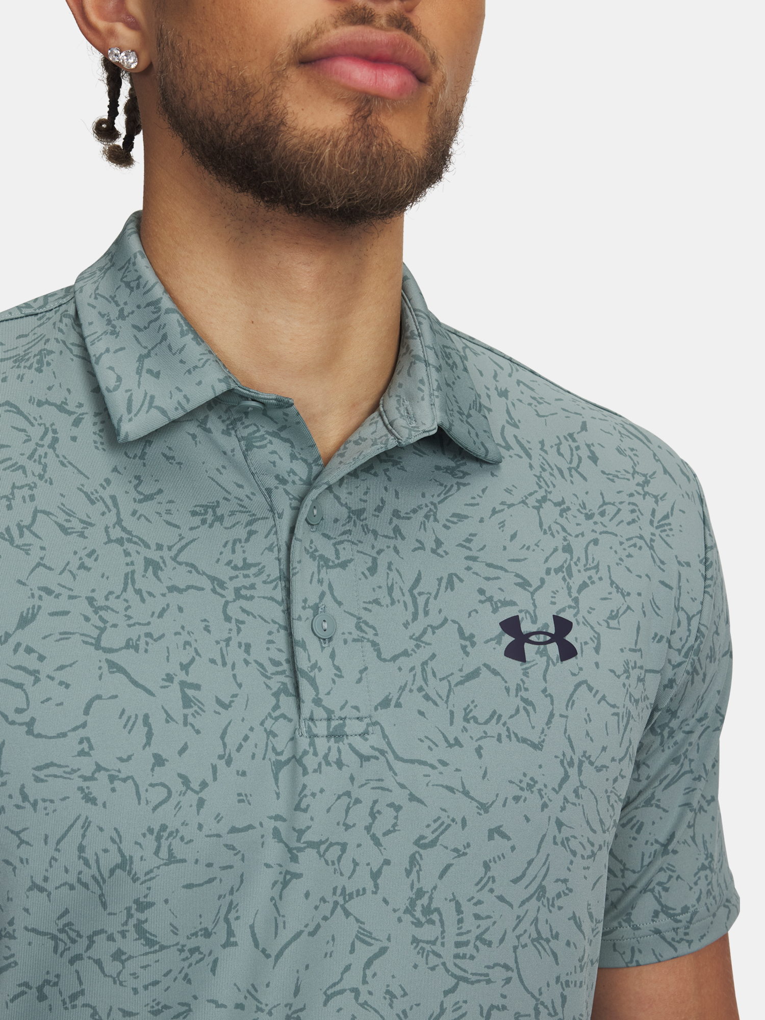 Men's Under Armour UA Playoff 3.0 Printed Polo-GRN T-Shirt - Men's