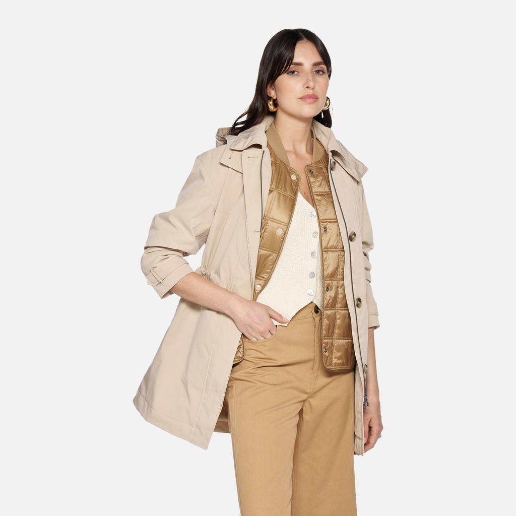 Beige Women's Parka Geox Mantinea - Women's