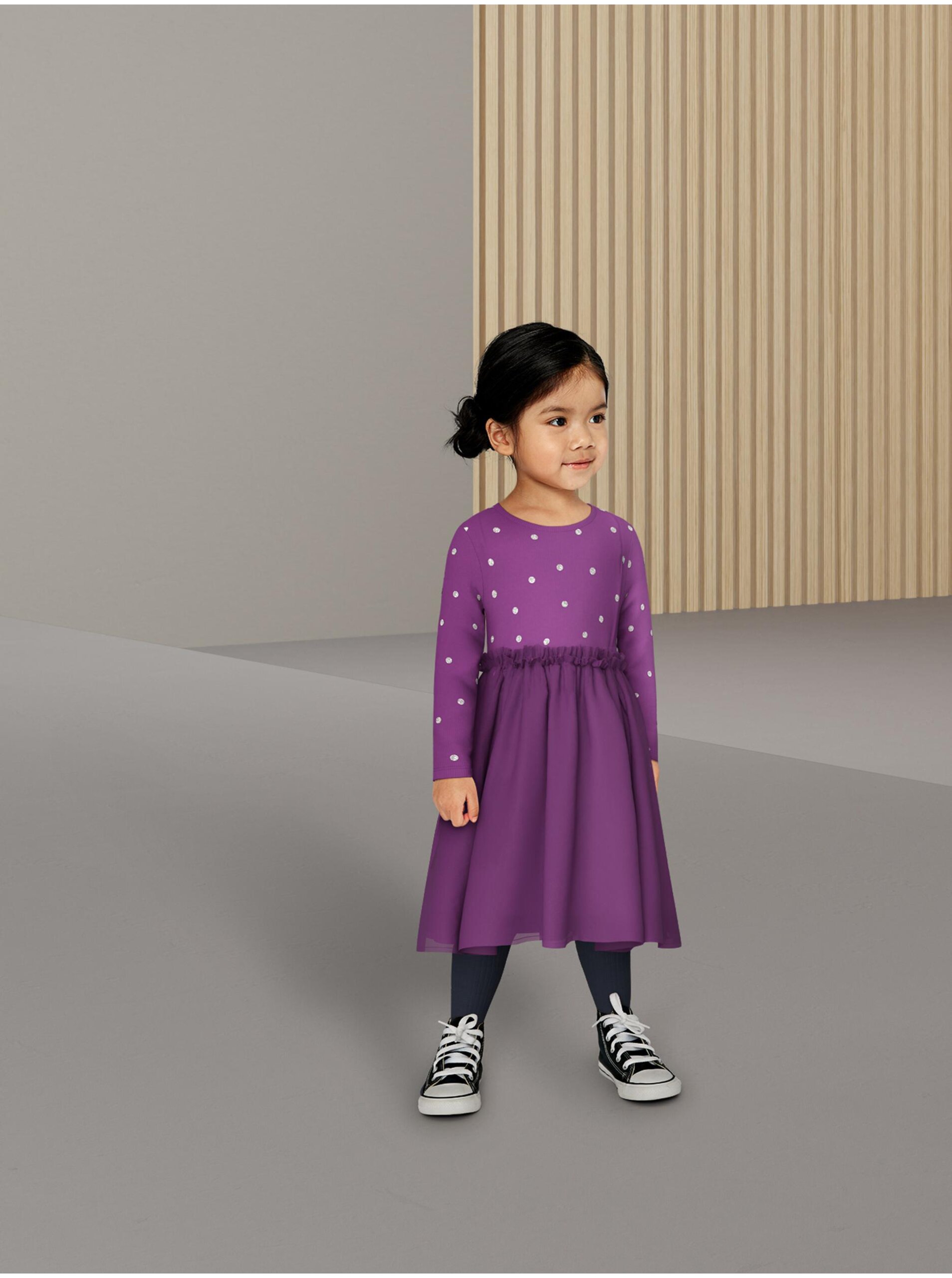 Purple girly polka dot dress name it Ofelia - Girls