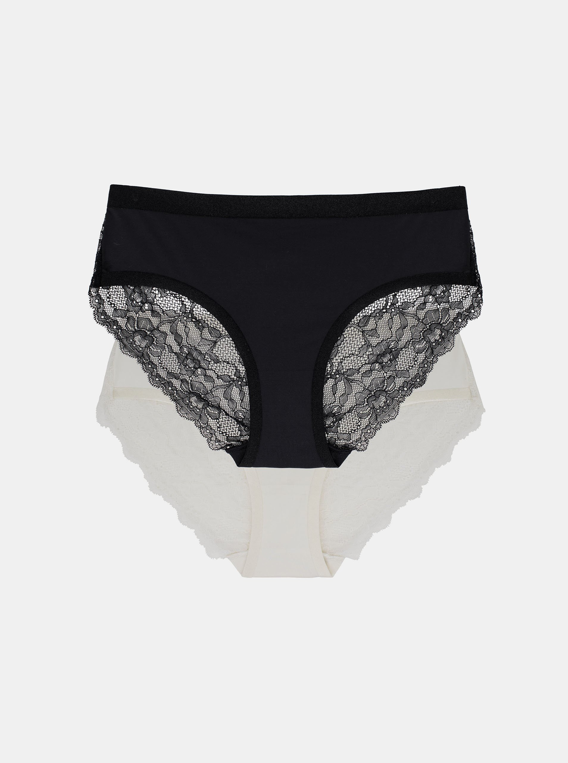 Set Of Two Lace Panties In White And Black DORINA - Ladies