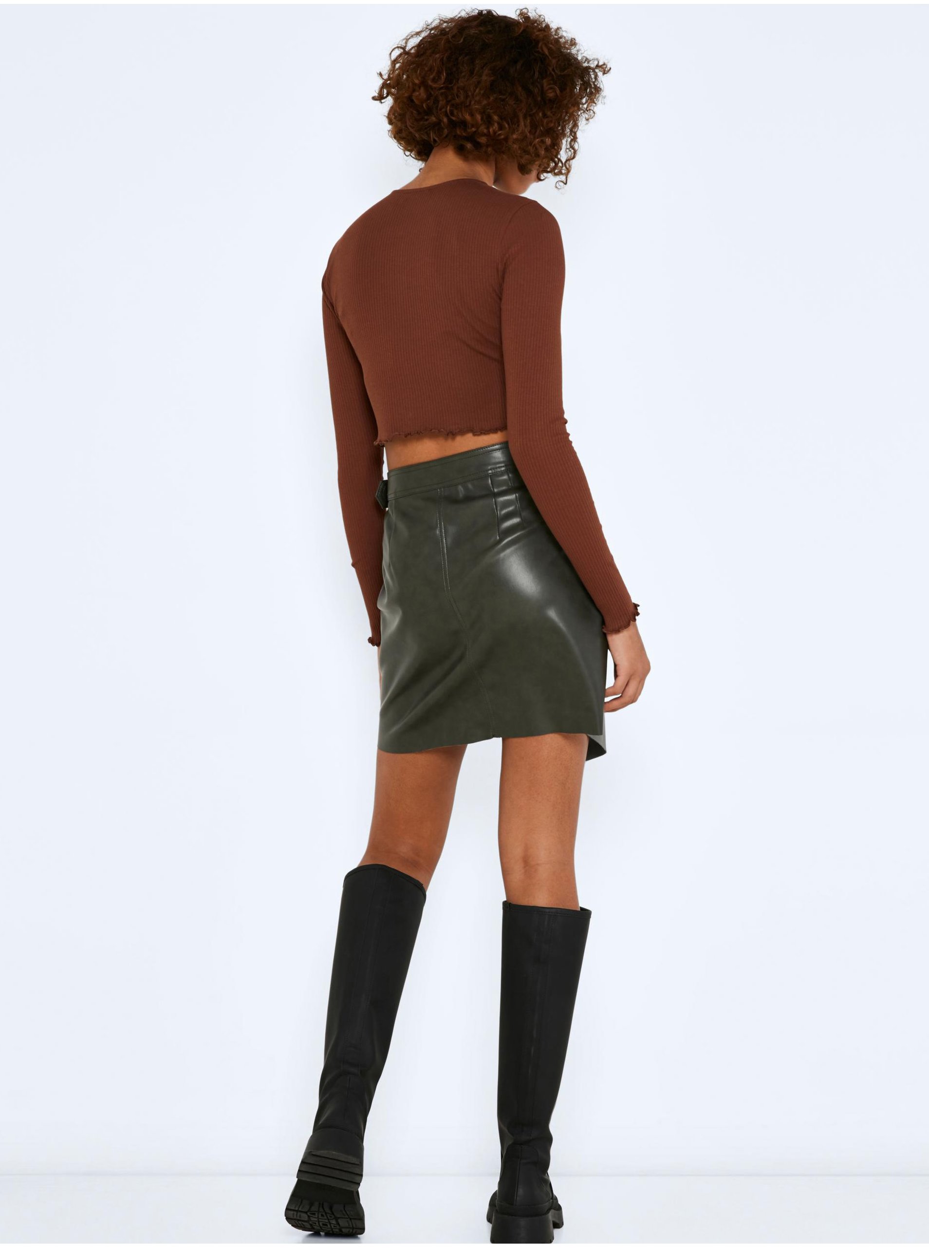 Khaki Leatherette Skirt Noisy May Elisa - Women