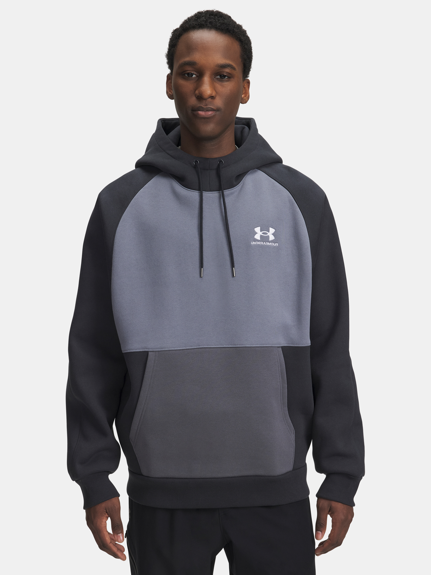 Men's Under Armour UA Icon HW Colorblocked Hdy-GRY - Men's Sweatshirt