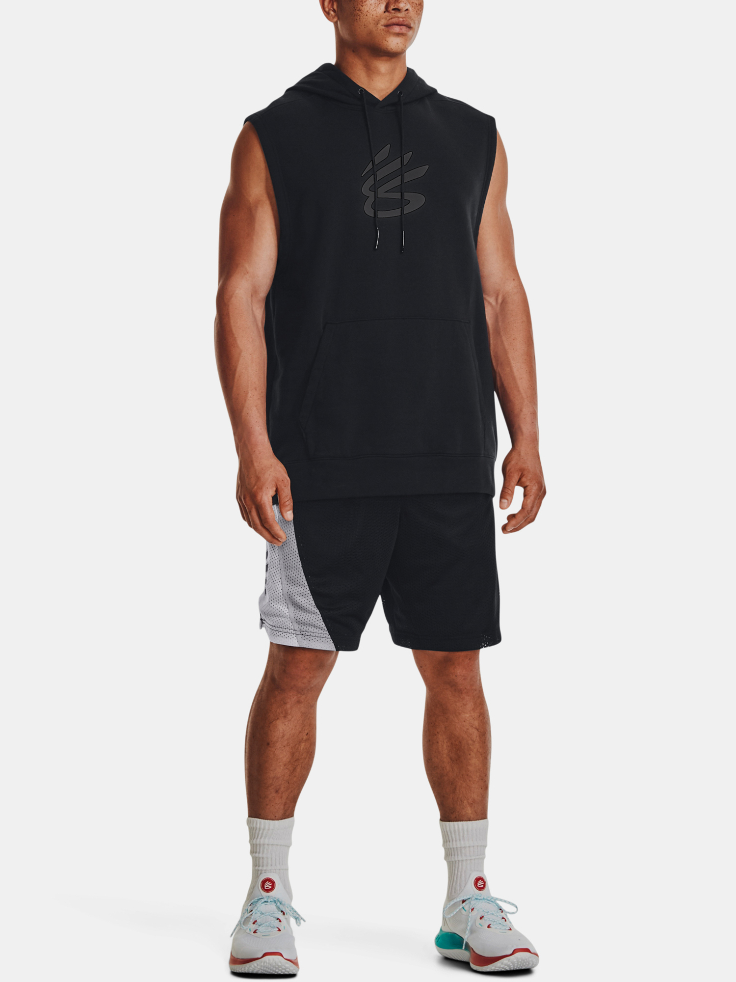 Under Armour Curry Fleece Sweatshirt SLVLS Hoodie-BLK - Mens