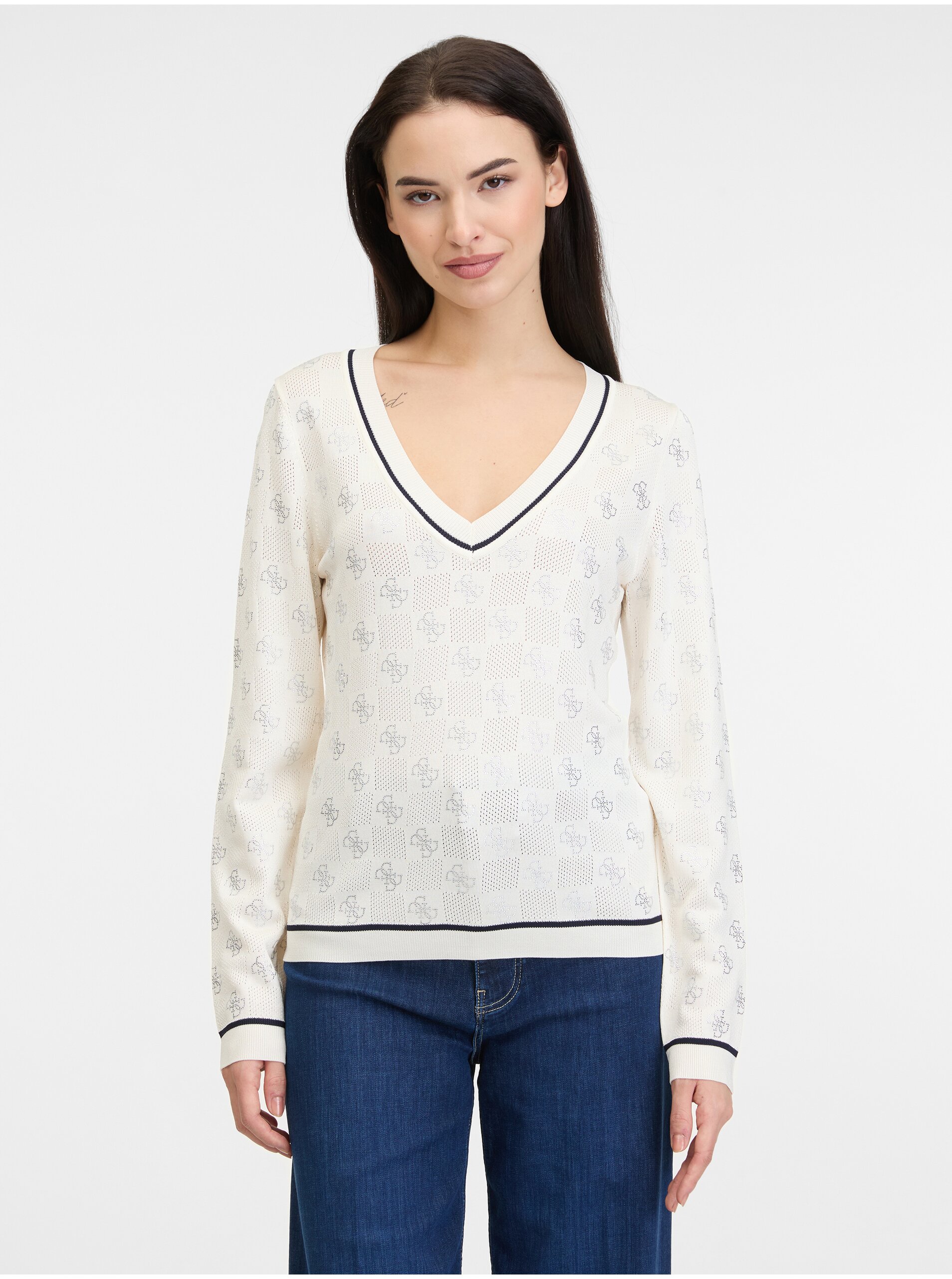 White women's patterned sweater Guess Rosie - Women