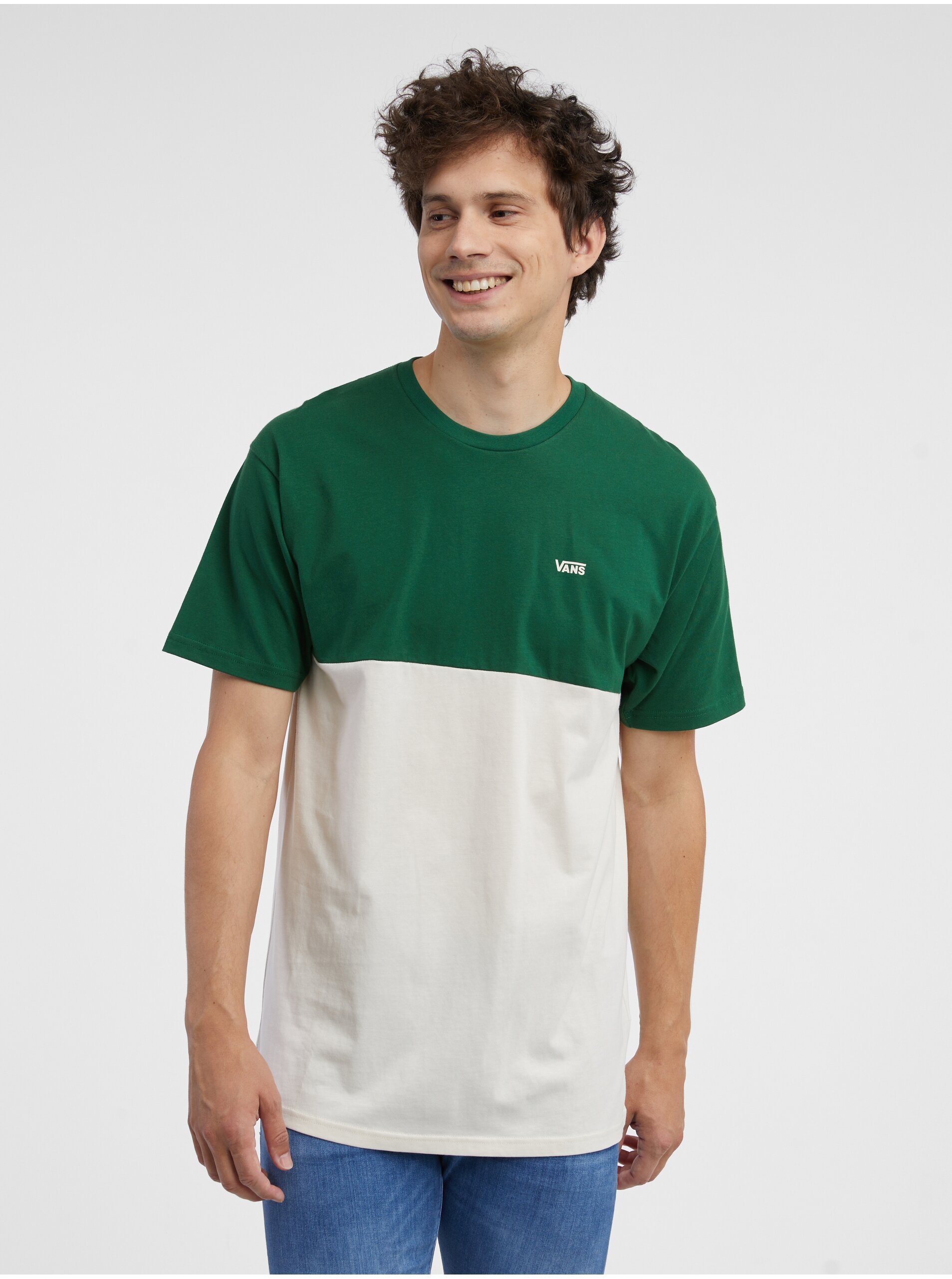 White-green Men's T-shirt VANS Colorblock - Men