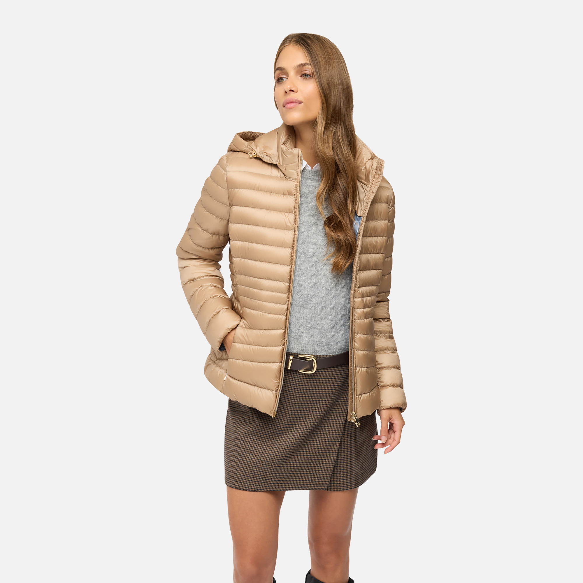 Beige Women's Down Jacket Geox Jaysen - Women's
