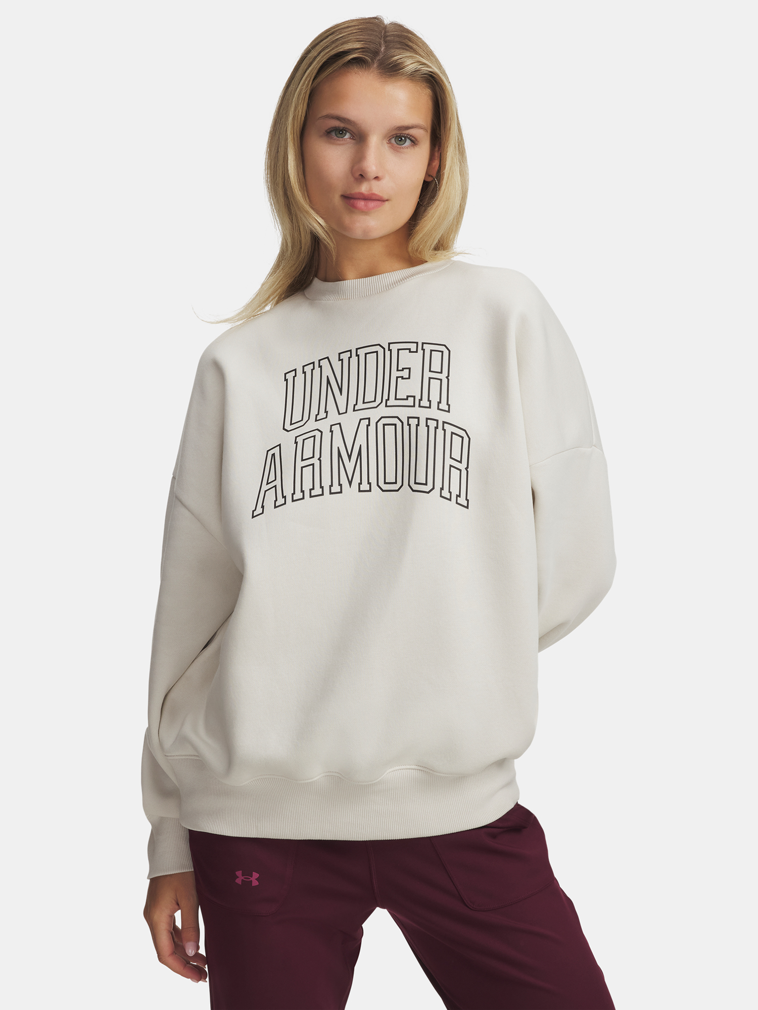 Under Armour Rival Flc OS Varsity Crew-WHT Women's Sweatshirt - Women's