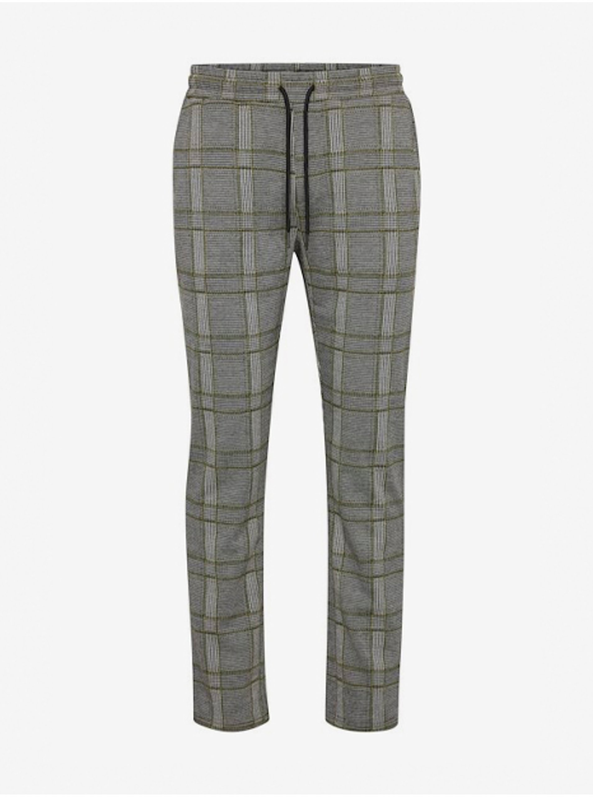 Grey Checkered Pants Blend - Men