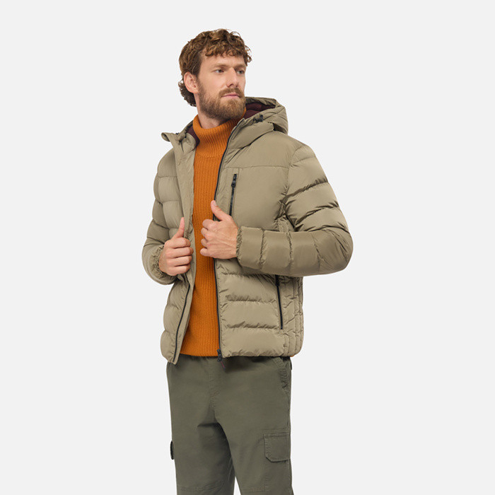 Geacă bărbătească bej cu puf Geox Snake