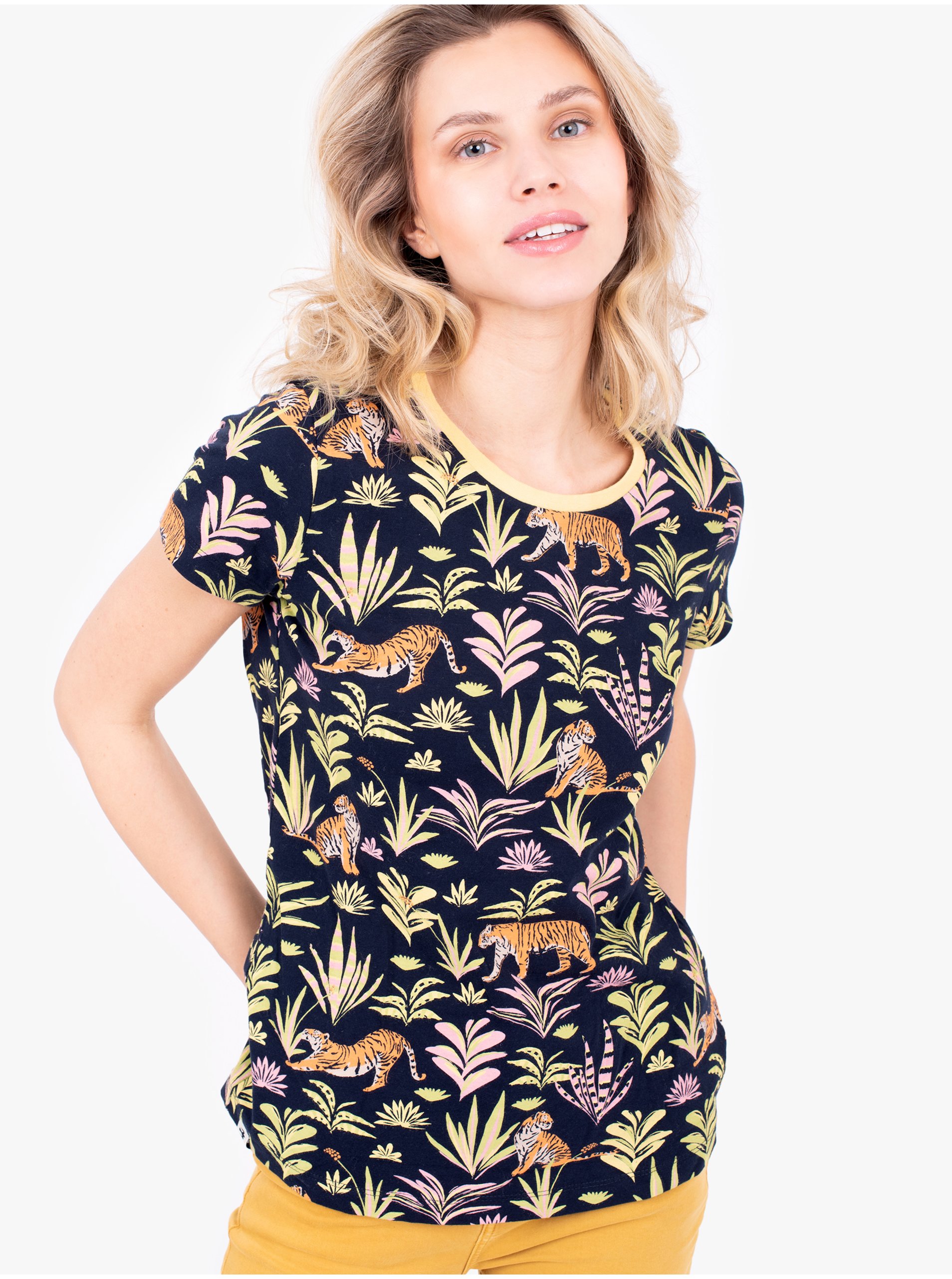 Dark blue women's patterned T-Shirt Brakeburn - Women