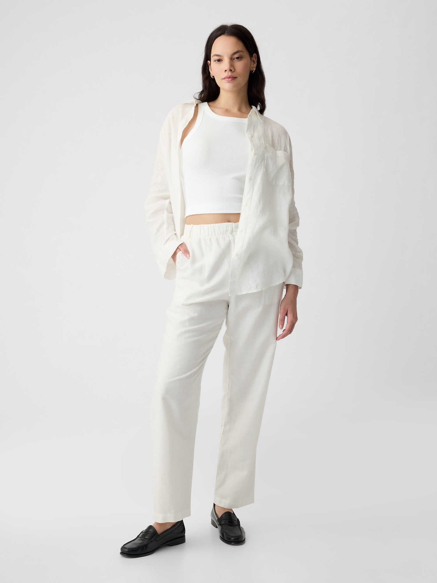 Pantaloni chino pentru femei GAP - alb