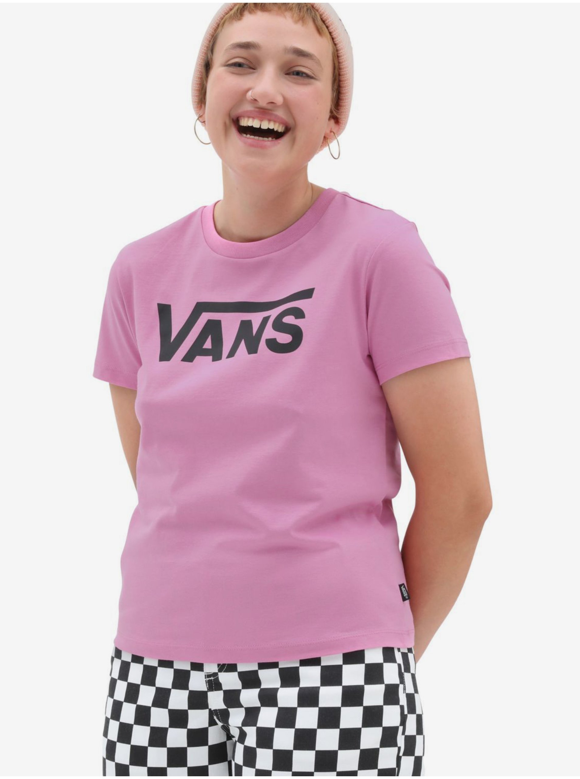 Pink Women's T-Shirt VANS WM FLYING V CREW TEE - Women